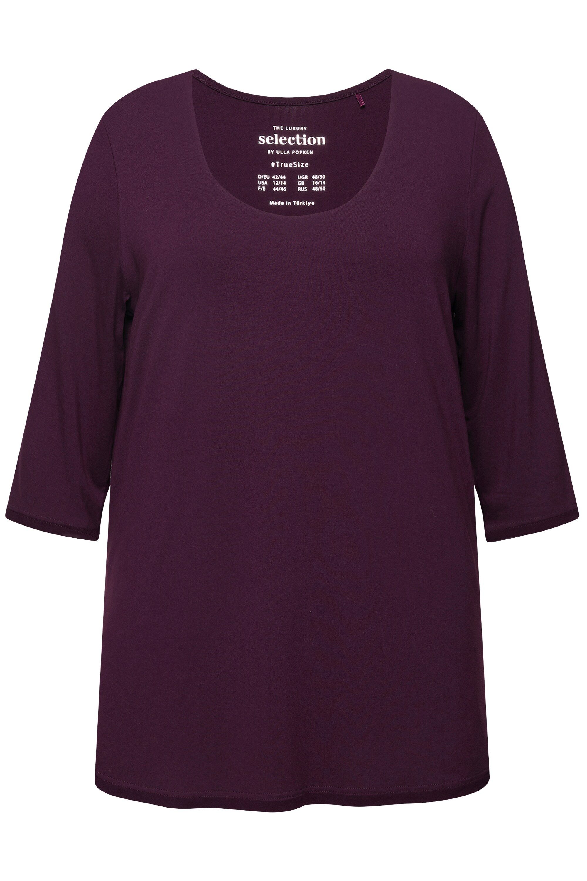 Ulla Popken T-Shirt Shirt tiefer Rundhalsausschnitt 3/4 Arm – Bild 2 von 4