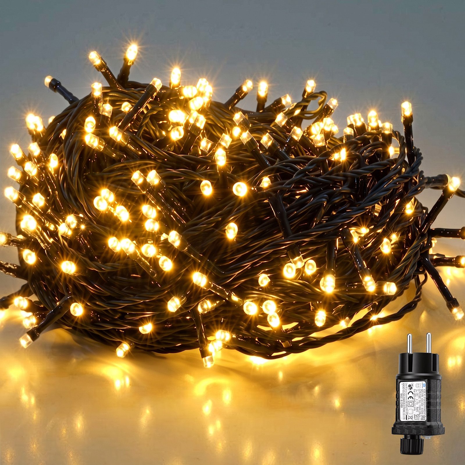 Salcar LED-Lichterkette 2m-100m LED Lichterkette Weihnachtsbaum 20-1660er LED Weihnachtsdeko, 15m 220 LED, 8 Modi und Memory-Funktion, 31V, Spritzwassergeschützt