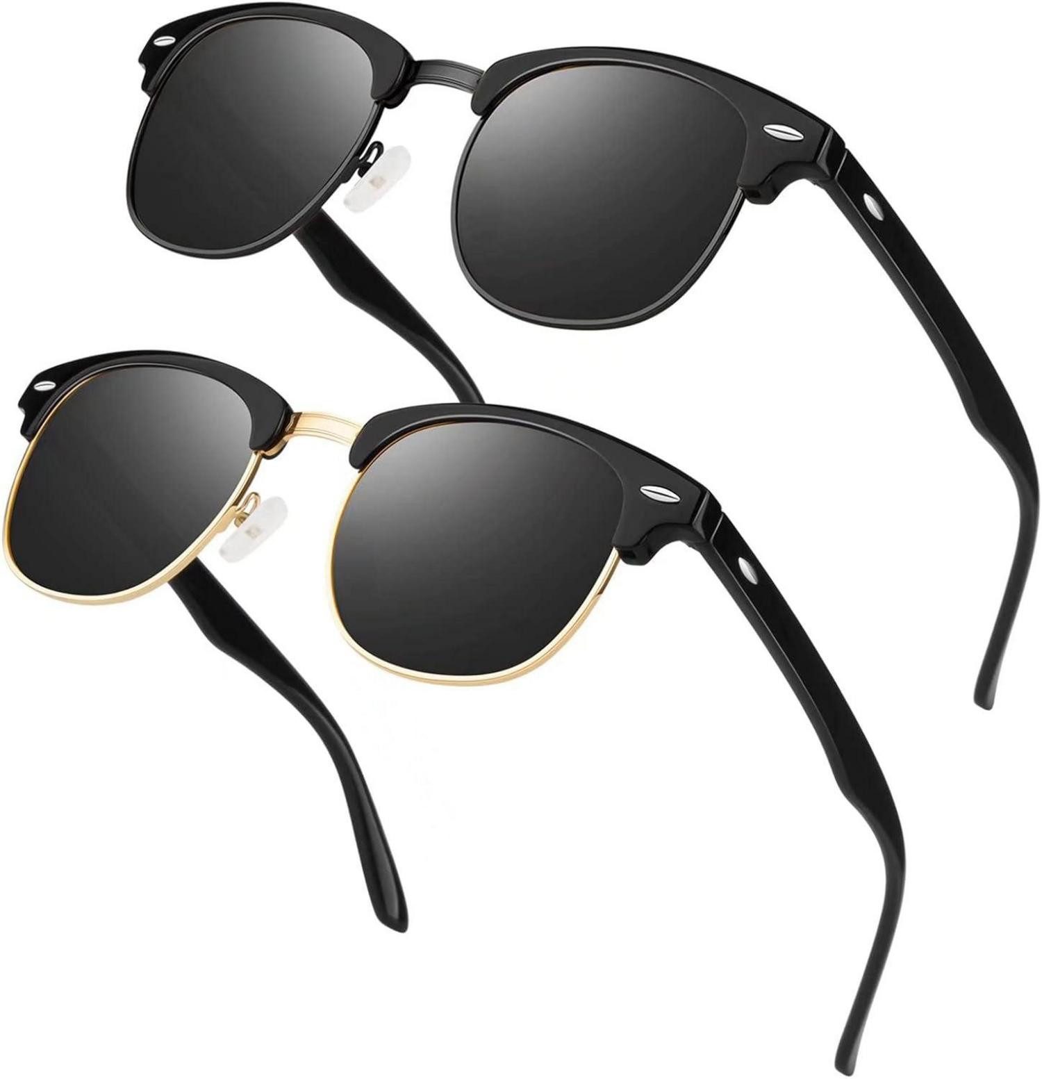 Retrosonnenbrille Polarisierte Sonnenbrille Herren Damen Retro Klassisch UV400 Schwarz