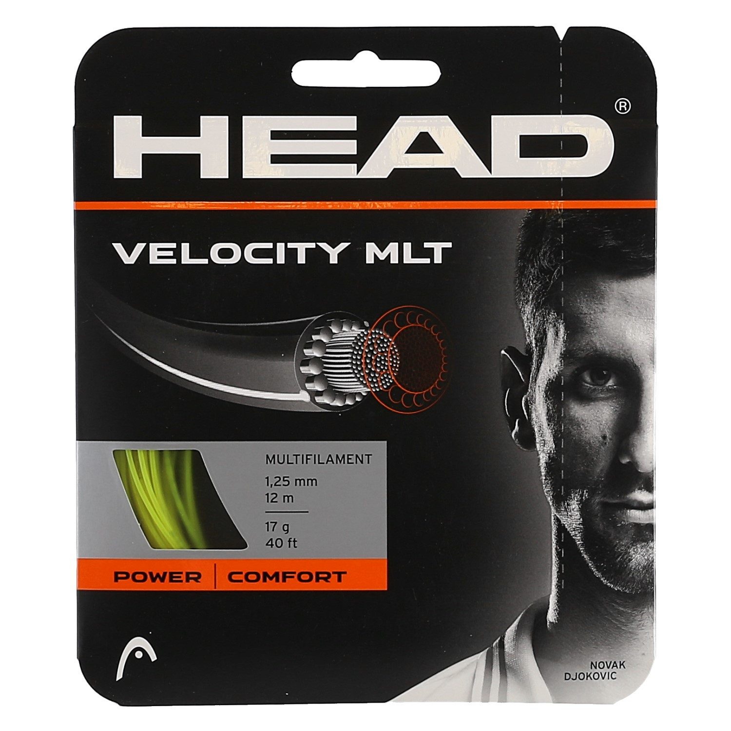 Head Tennissaite Velocity MLT (Armschonung+Touch) gelb 12m Set, Saitendicke: 1.25