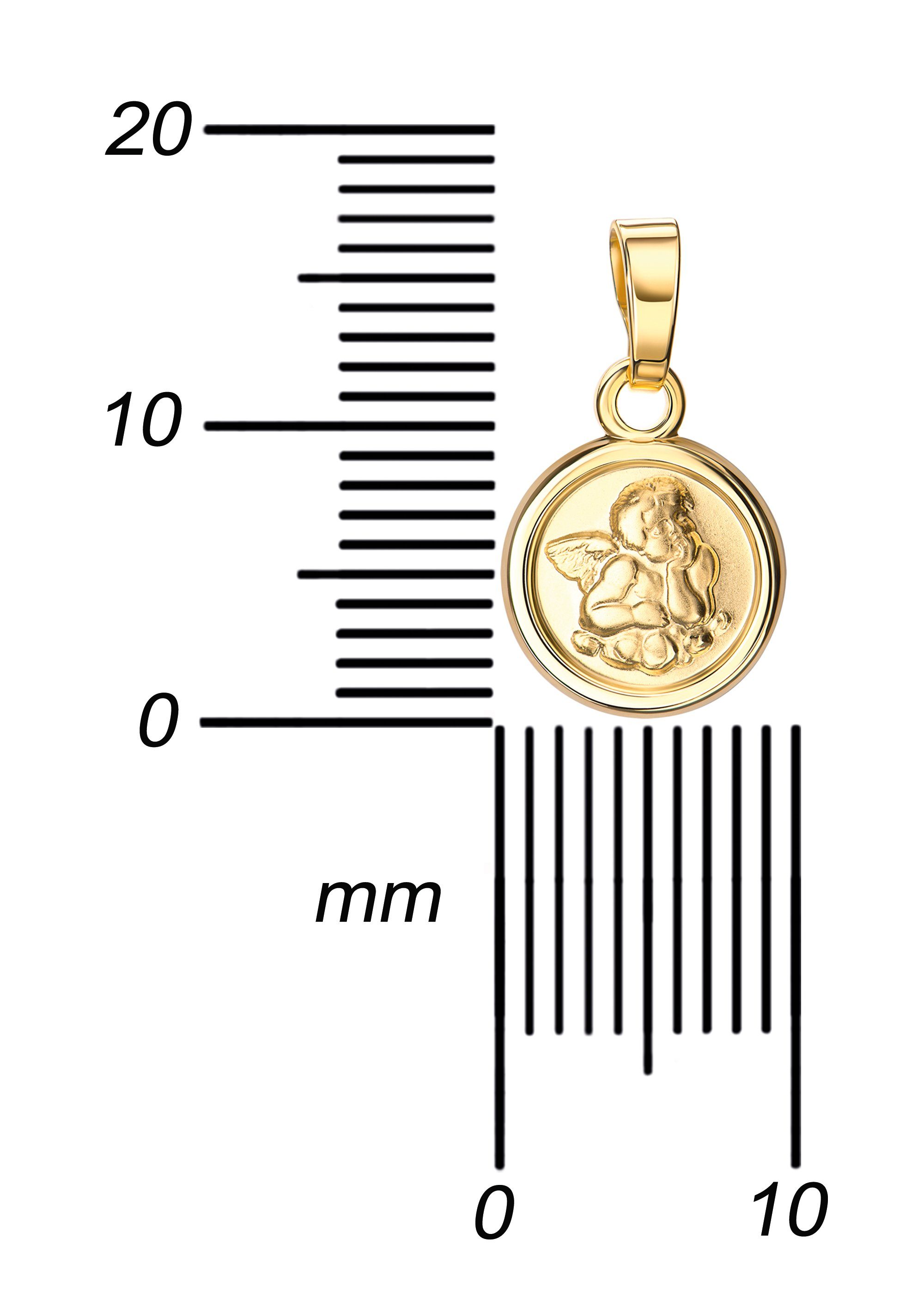 JEVELION Engelanhänger Schutzengel Anhänger 585 Gold (Goldanhänger, für Damen und Kinder), Mit Kette vergoldet- Länge wählbar 36 - 70 cm.