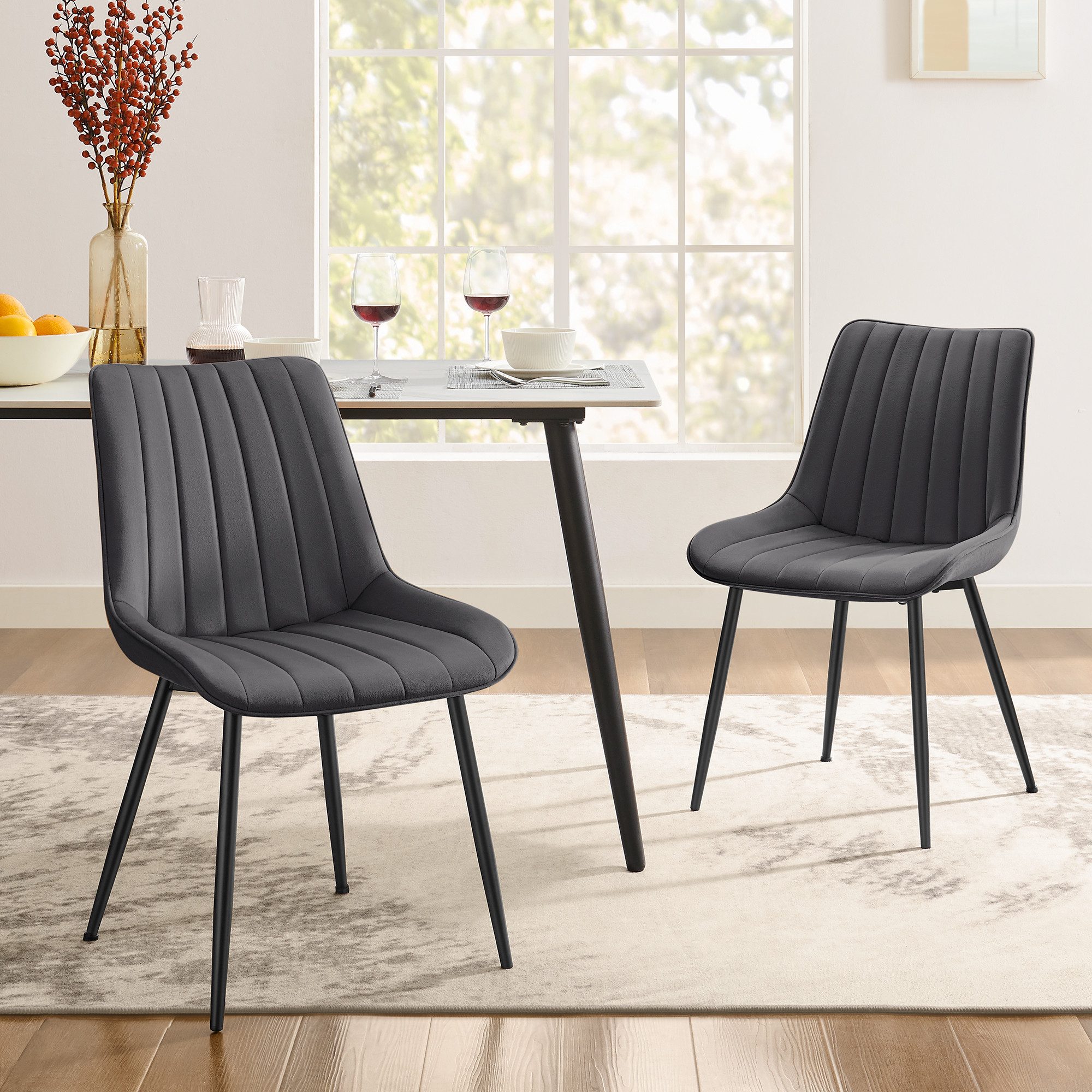 SONGMICS Esszimmerstuhl Stuhlset – Polsterstühle, Moderner Küchenstuhl. Samt (2 St), Küchenstuhl, Samt,Polsterstuhl, bis 120 kg, ERGONOMISCHES DESIGN