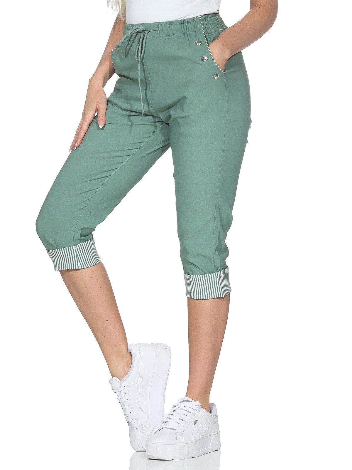 Caprihose Damen Schlupfhose 7/8 Stoffhose maritime Sommerhose