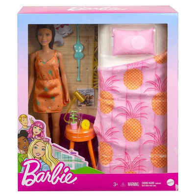 Mattel® Puppen Accessoires-Set »Mattel GRG86 - Barbie - Schlafzimmer-Spielset, Puppe mit Möbeln und Zubehör«