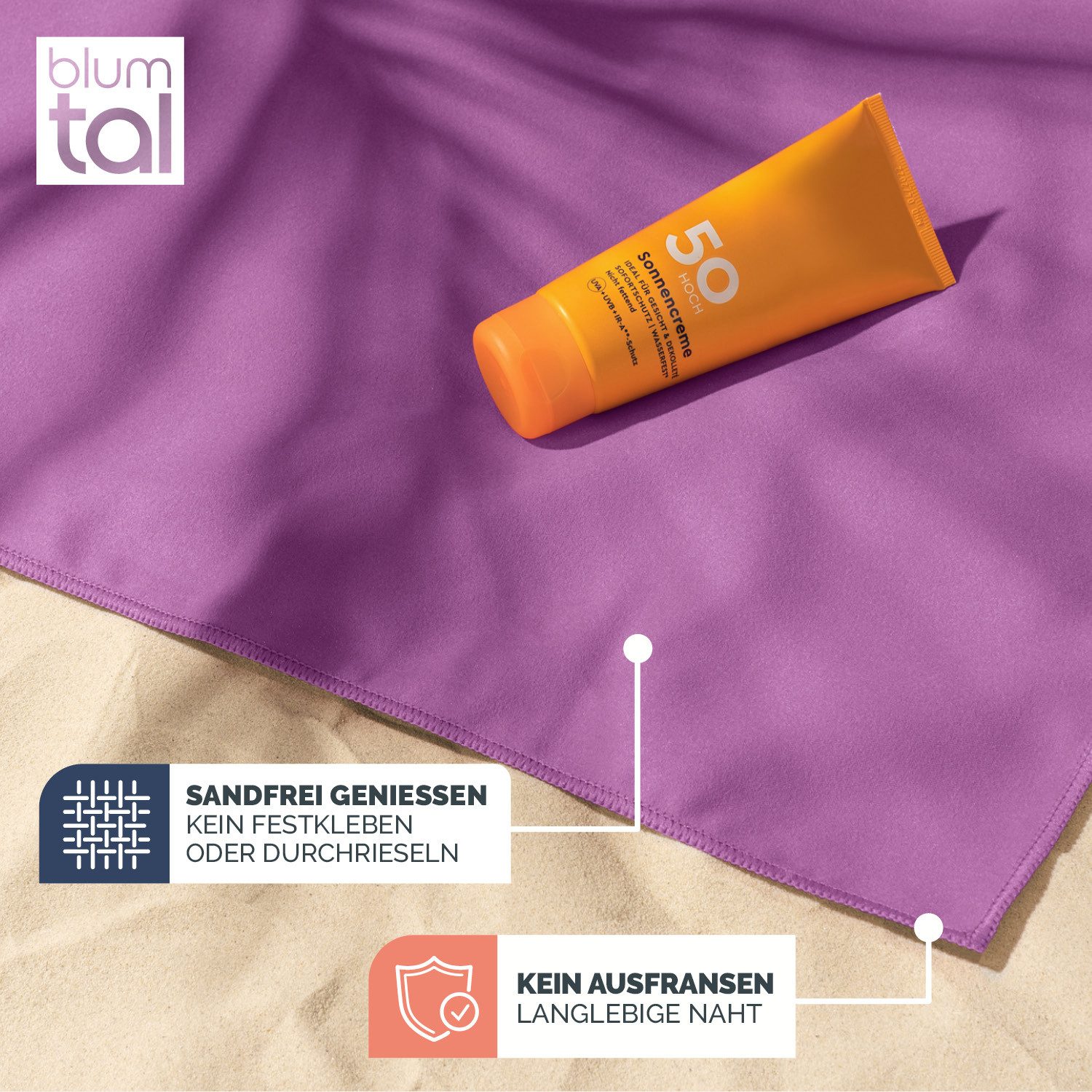 Blumtal Sporthandtuch Mikrofaser Handtuch - kompakte Mikrofaser Handtücher, Mikrofaser (inkl. Transporttasche, einzeln oder als Set verfügbar, 1-St), ultra leicht & schnelltrocknend, Reisehandtuch, Strandhandtuch