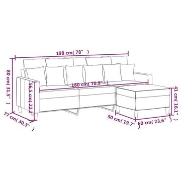 vidaXL Sofa 3-Sitzer-Sofa mit Hocker Dunkelgrau 180 cm Samt