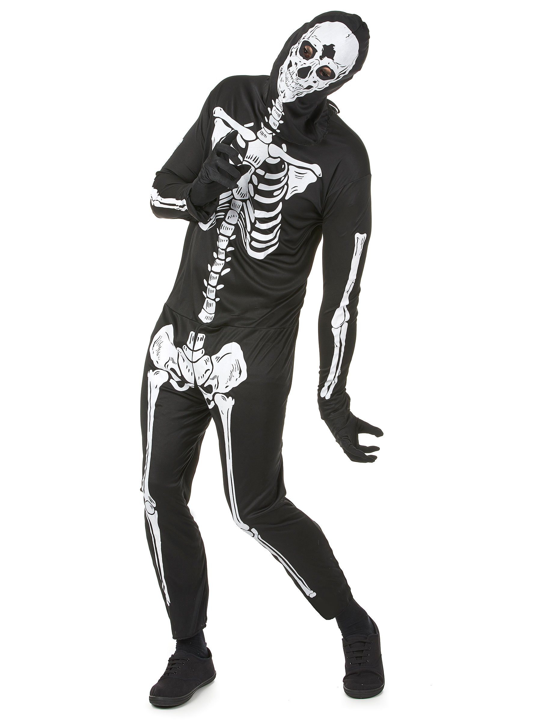 Kostüm Halloween Skelettkostüm für Herren schwarz-weiss