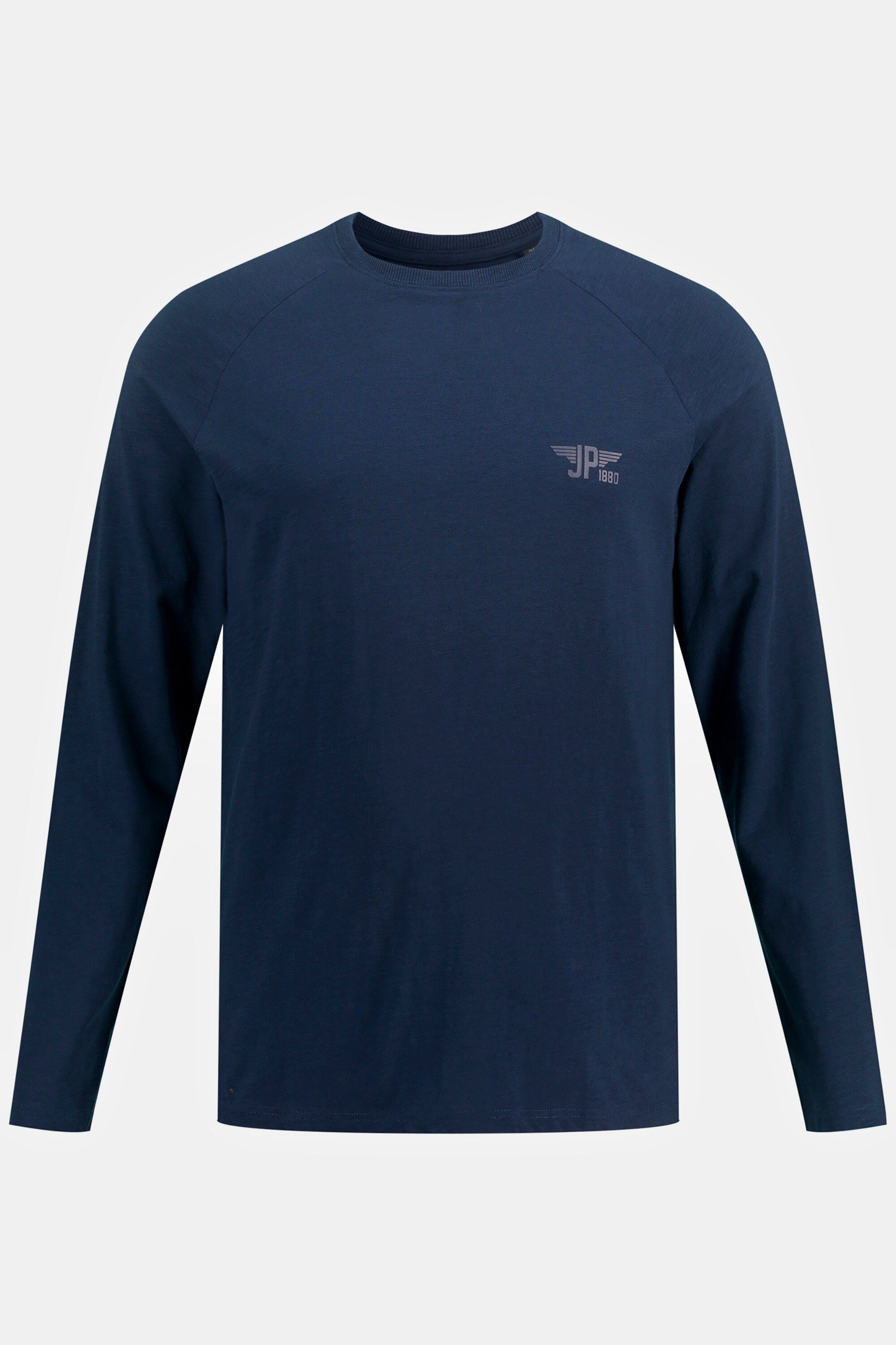 T-Shirt Flammjersey Rundhals mattes Langarmshirt nachtblau JP1880 Raglanärmel