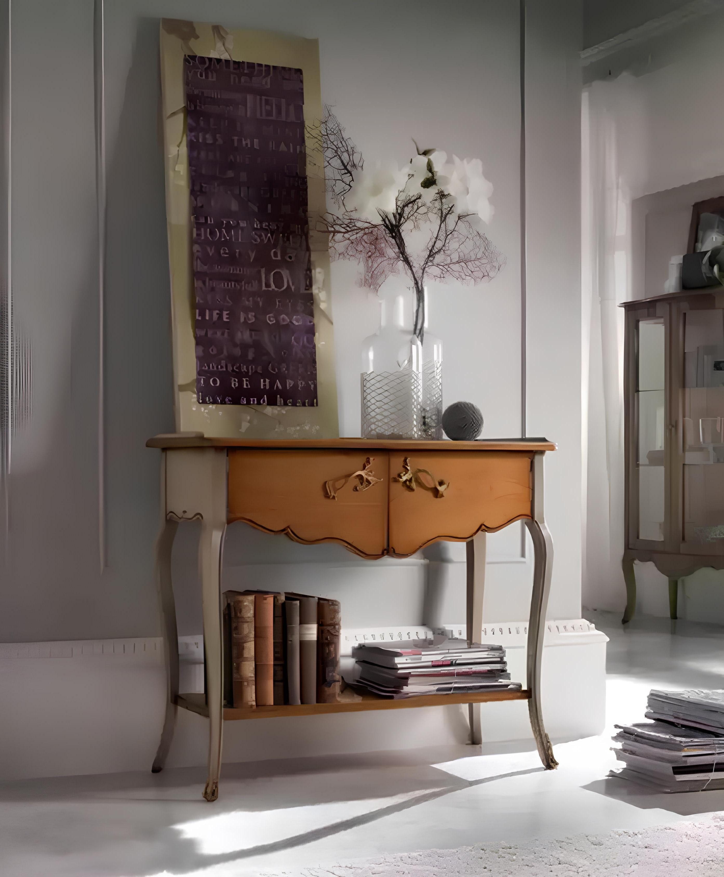 Xlmoebel Schminktisch Italienischer Schminktisch in luxuriösem Braun mit Holzdesign (Konsole), Hergestellt in Europa