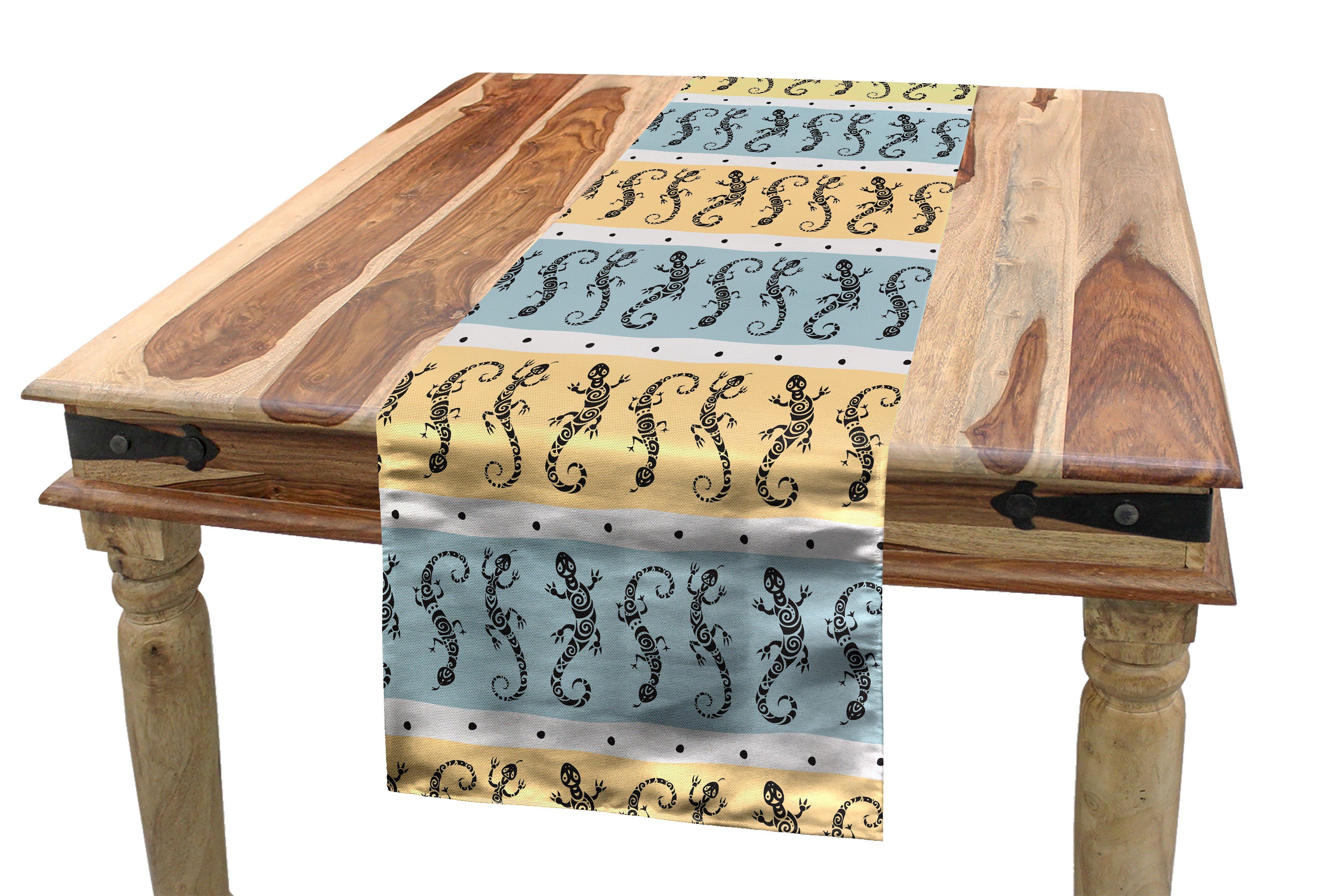 Gecko Küche Tischläufer, Tischläufer Wirbel-Punkte Esszimmer Lizards Abakuhaus mit Rechteckiger Dekorativer