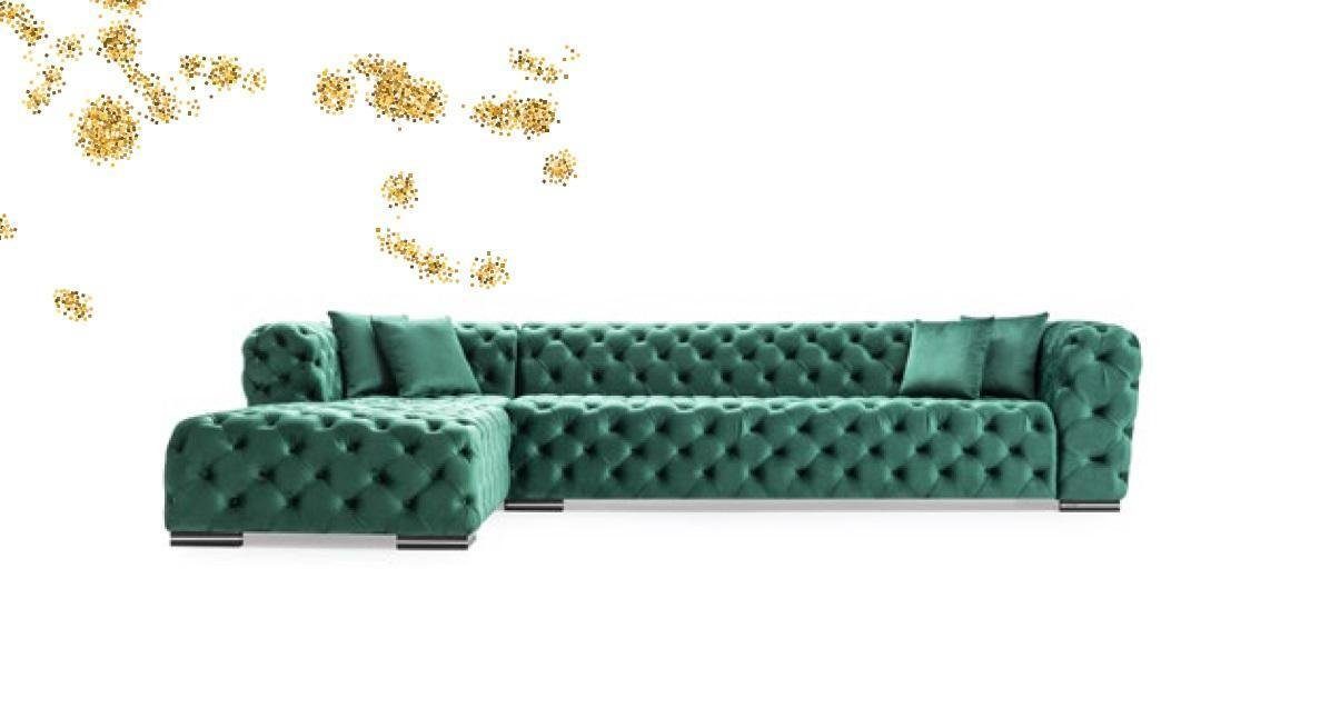 JVmoebel Ecksofa Ecksofa L Sofa Grün Eck Textil Polster Design Garnitur Form Neu Couch