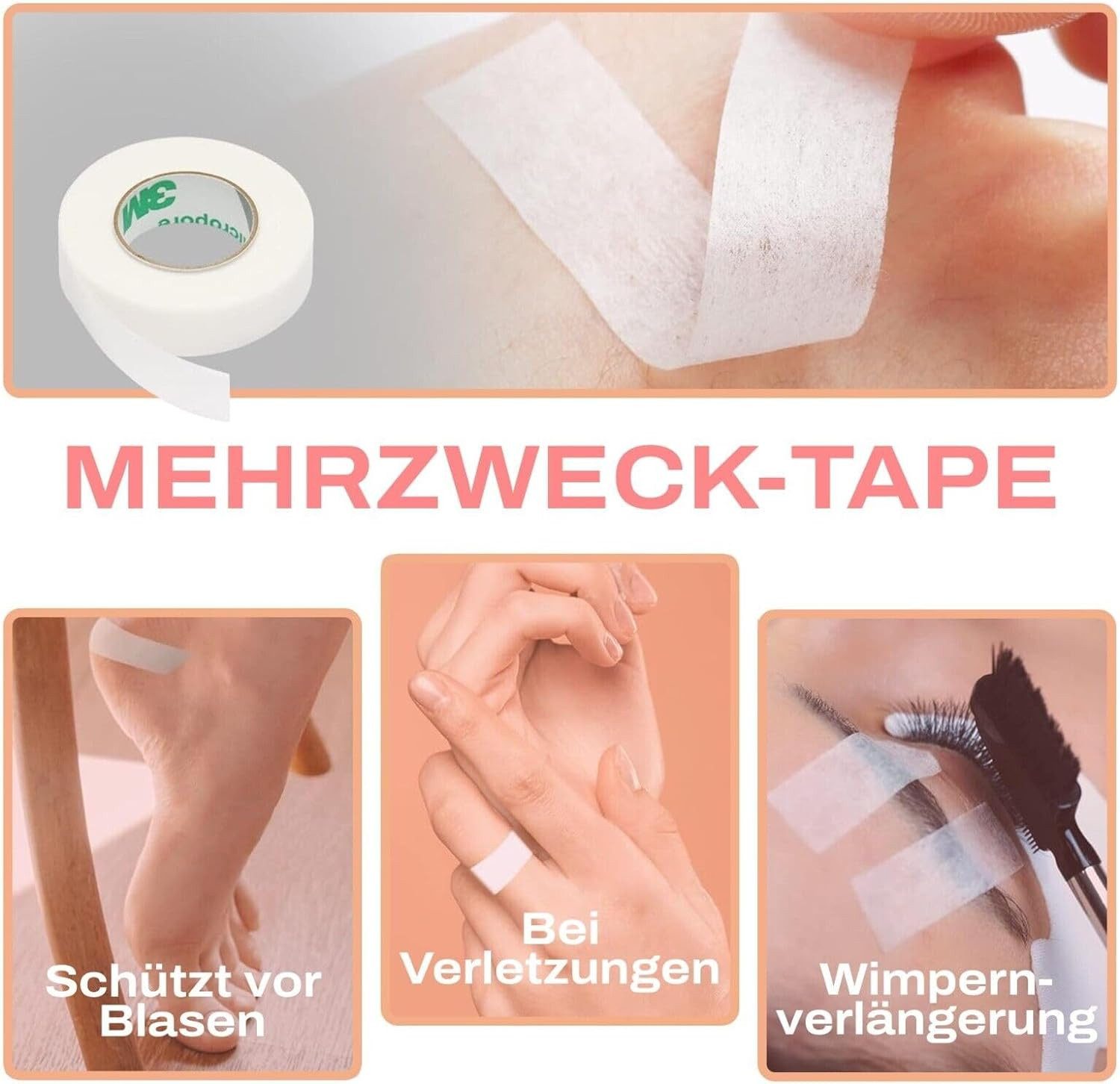 3M Augenlid-Tape Micropore 3M Tape Wimpernverlängerung Vliespflaster Weiß