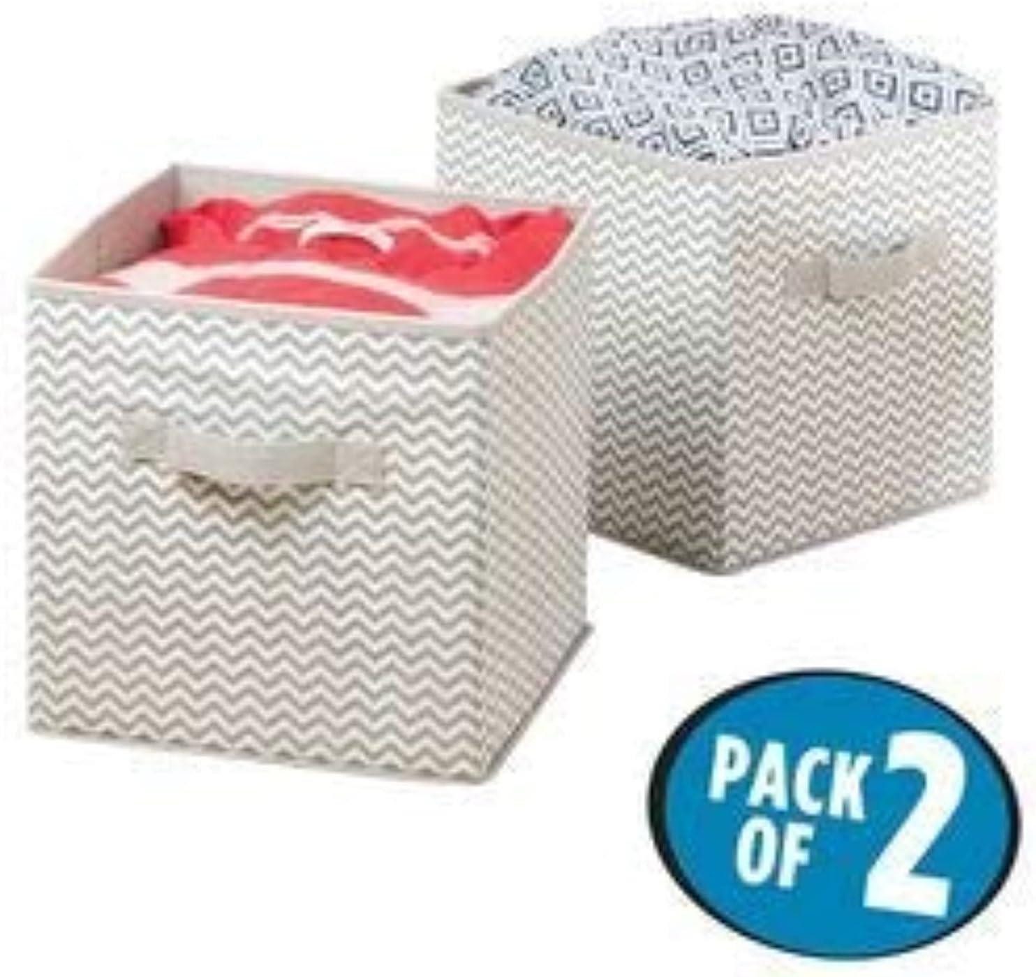 mDesign Aufbewahrungssystem 2er-Set Aufbewahrungsbox mDesign Stoffkisten Organizer Taupe/Naturwe
