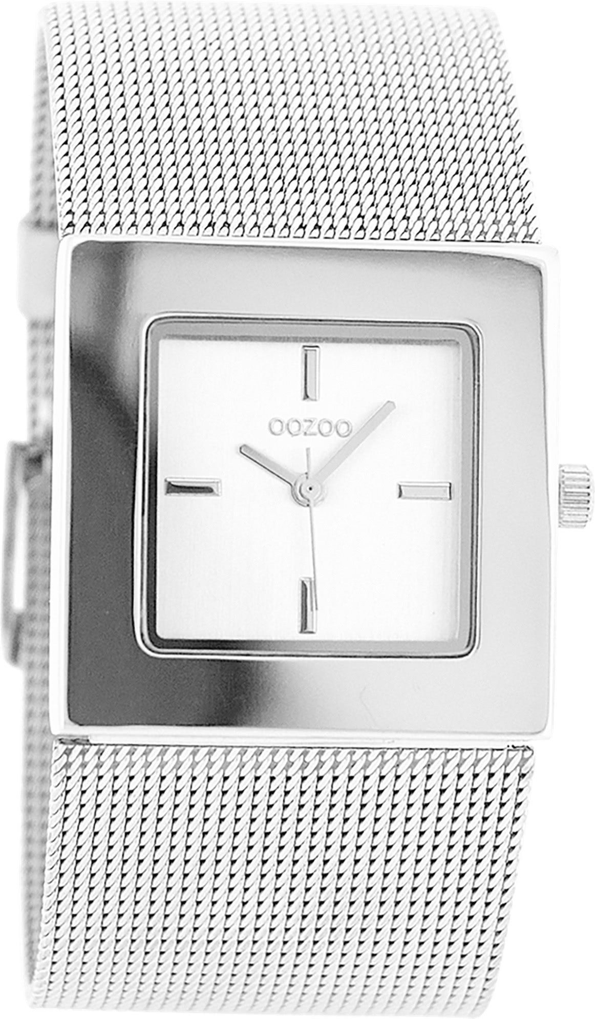 OOZOO Quarzuhr Oozoo Damen Armbanduhr Timepieces Analog, (Analoguhr), Damenuhr eckig, Quadrat, groß (31x31mm) Metallarmband, Fashion-Style
