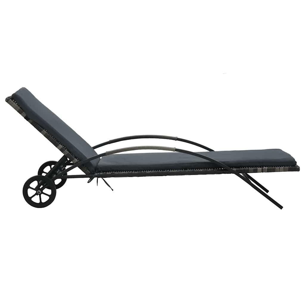 vidaXL Gartenliege Sonnenliegen mit Tisch Poly Rattan Anthrazit, 1 St.