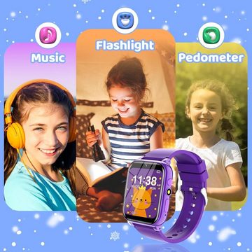 YEDASAH Smartwatch (1,69 Zoll), Kinder Mit Wecker 26 Spiele Lernen Karte Hörbuch Kamera Taschenlampe
