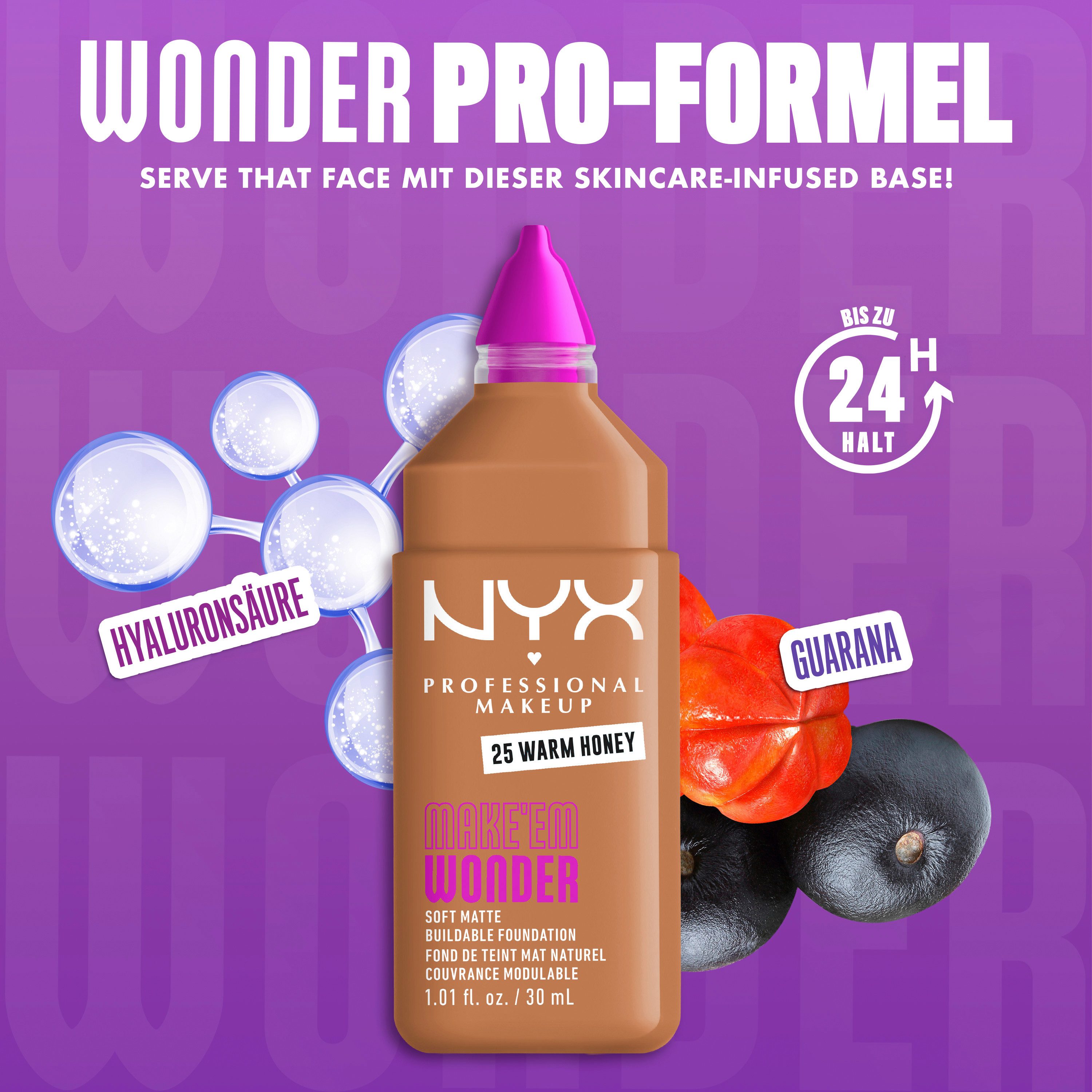 NYX PROFESSIONAL MAKEUP Foundation MAKE 'EM WONDER FOUNDATION, perfekter No-Makeup-Makeup-Look bis zum Full Glam – Bild 4 von 5