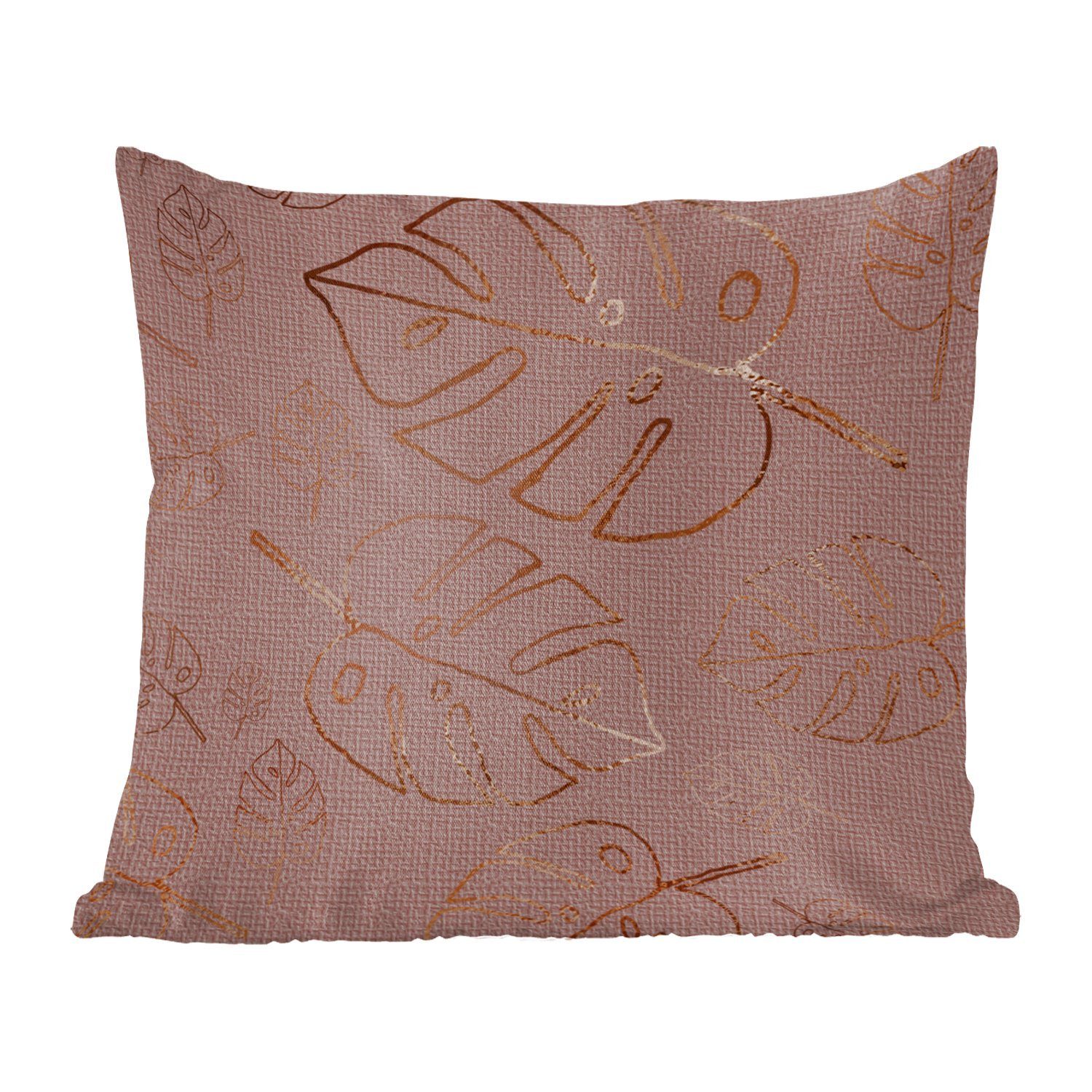 MuchoWow Dekokissen Muster - Rosa - Bronze - Luxus, Zierkissen mit Füllung für Wohzimmer, Schlafzimmer, Deko, Sofakissen