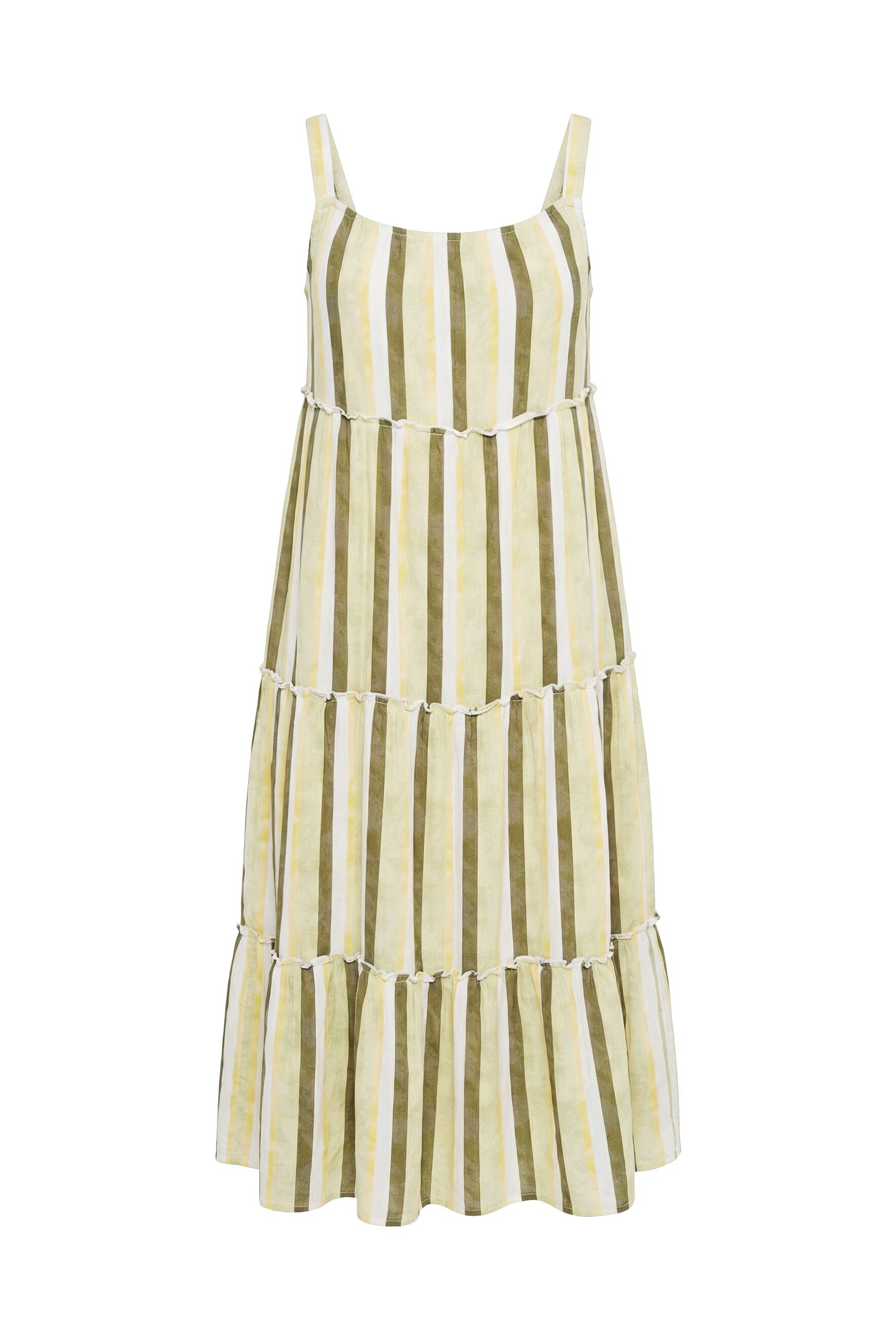 Ulla Popken Midikleid Midi-Trägerkleid Streifen A-Linie ärmellos