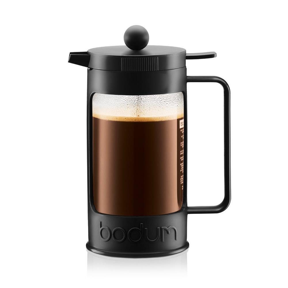 Bodum Kaffeebereiter, 1l Kaffeekanne, Permanentfilter ohne, French Press System, Borosilikatglas, 8 Tassen Kaffee