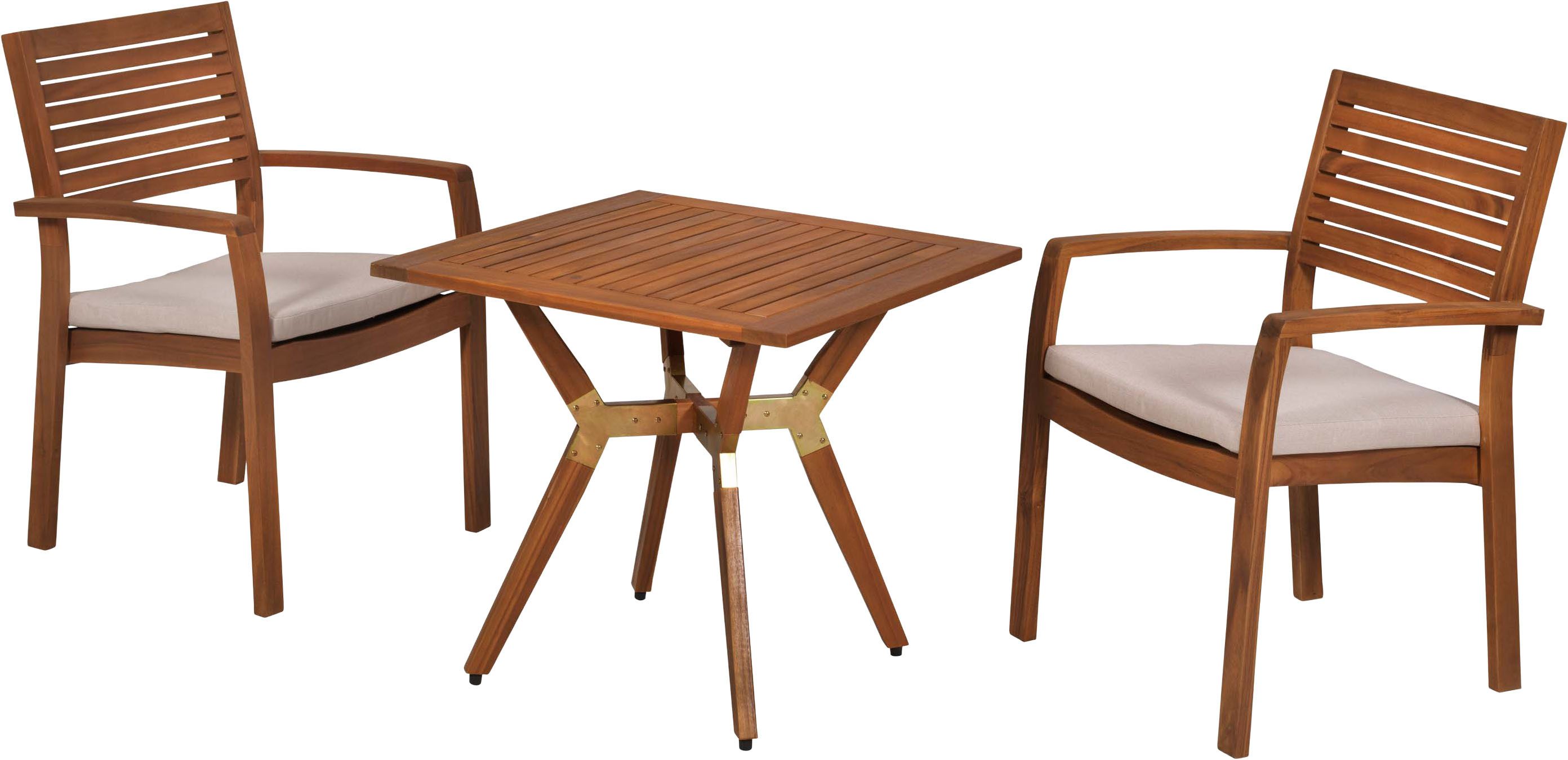 MERXX Balkonset Batavia, (Set, 5-tlg), inkl. 2 Stapelsessel, 2 Sitzkissen, 1 Bistrotisch