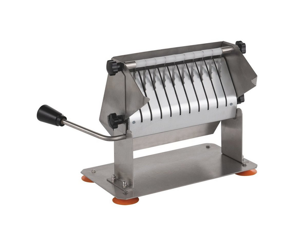 GastroHero Wurstschneider Currywurst Schneider manuell Edelstahl 10 Messer, Saugfüße für sicheren Stand, spülmaschinenfeste Haube