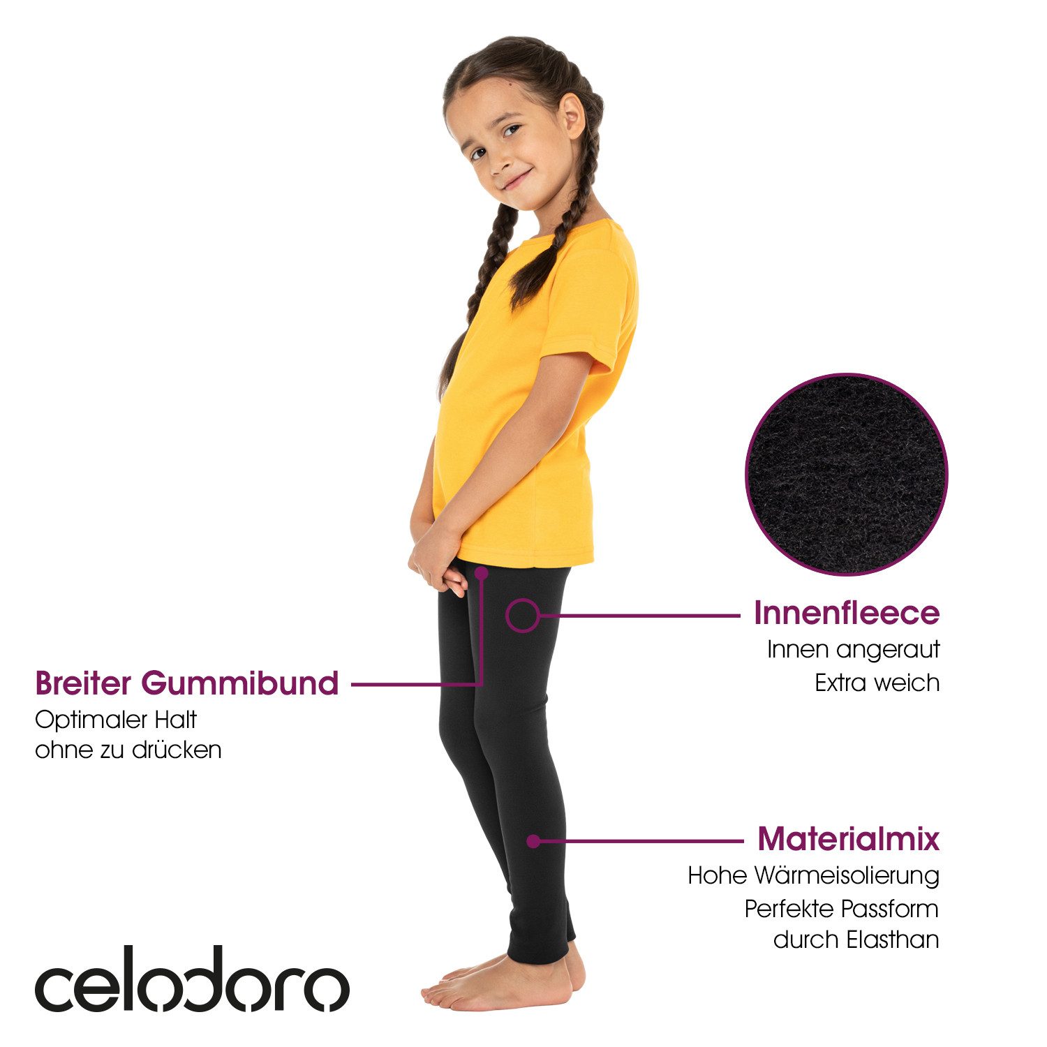 celodoro Funktionsleggings Kinder Thermo Leggings (1er oder 2er) mit Innenfleece