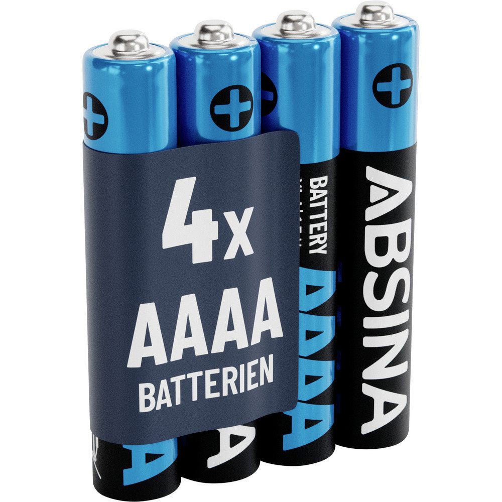 ABSINA Absina Mini (AAAA)-Batterie Mini (AAAA) Alkali-Mangan 1.5 V 500 4 St Batterie, (1.50 V)