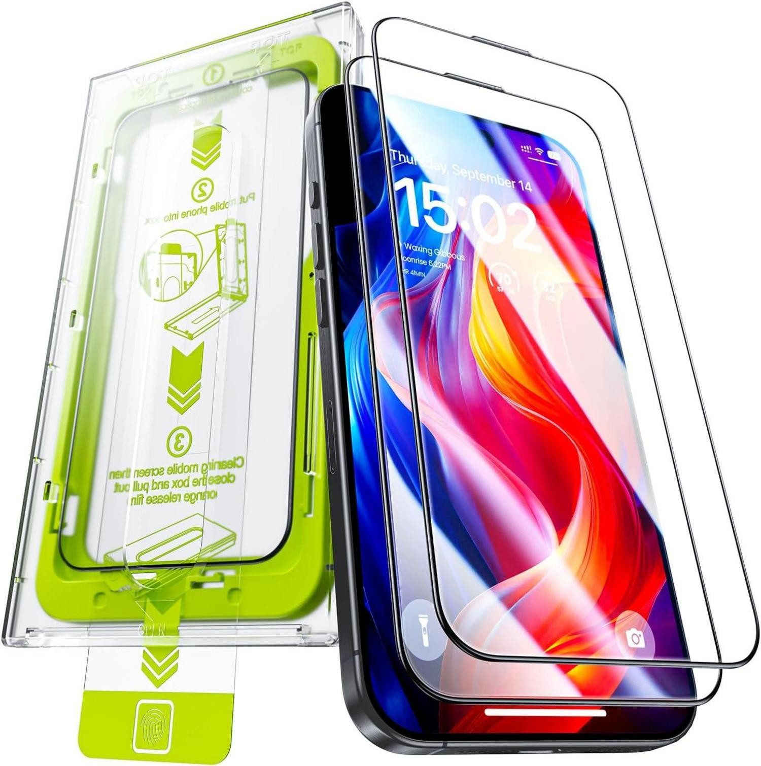 Displayschutzglas Displayschutzfolie iPhone 16 Pro Max Panzerglas Vollständige Deckung 2