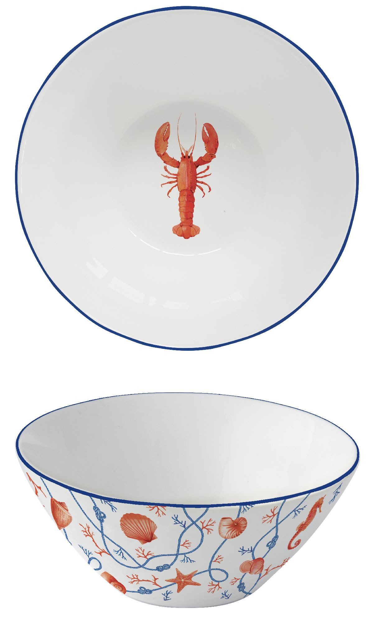 EasyLife Servierschale Cote de Mer, Porzellan, Spülmaschinengeeignet, Mehrfarbig, Meeresküste, H: 10cm