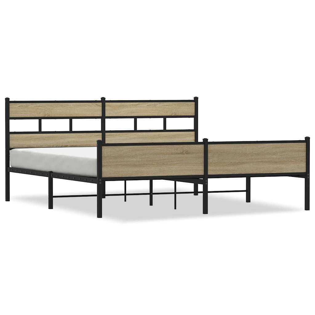 vidaXL Bett Metallbett ohne Matratze Sonoma-Eiche günstig online kaufen