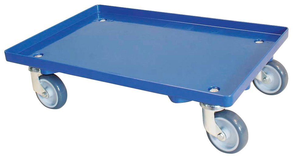 Transportroller, (Set, 2-St), mit 4 Lenkrollen und grauen Gummirädern,  Tragkraft 250 kg, blau, Glanzverzinkte Radgabeln, Rad-Ø 100 mm