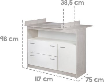 roba® Babyzimmer-Komplettset Julia, (Set, 3-St., Kinderbett, Schrank, Wickelkommode), mit Kinderbett, Schrank und Wickelkommode