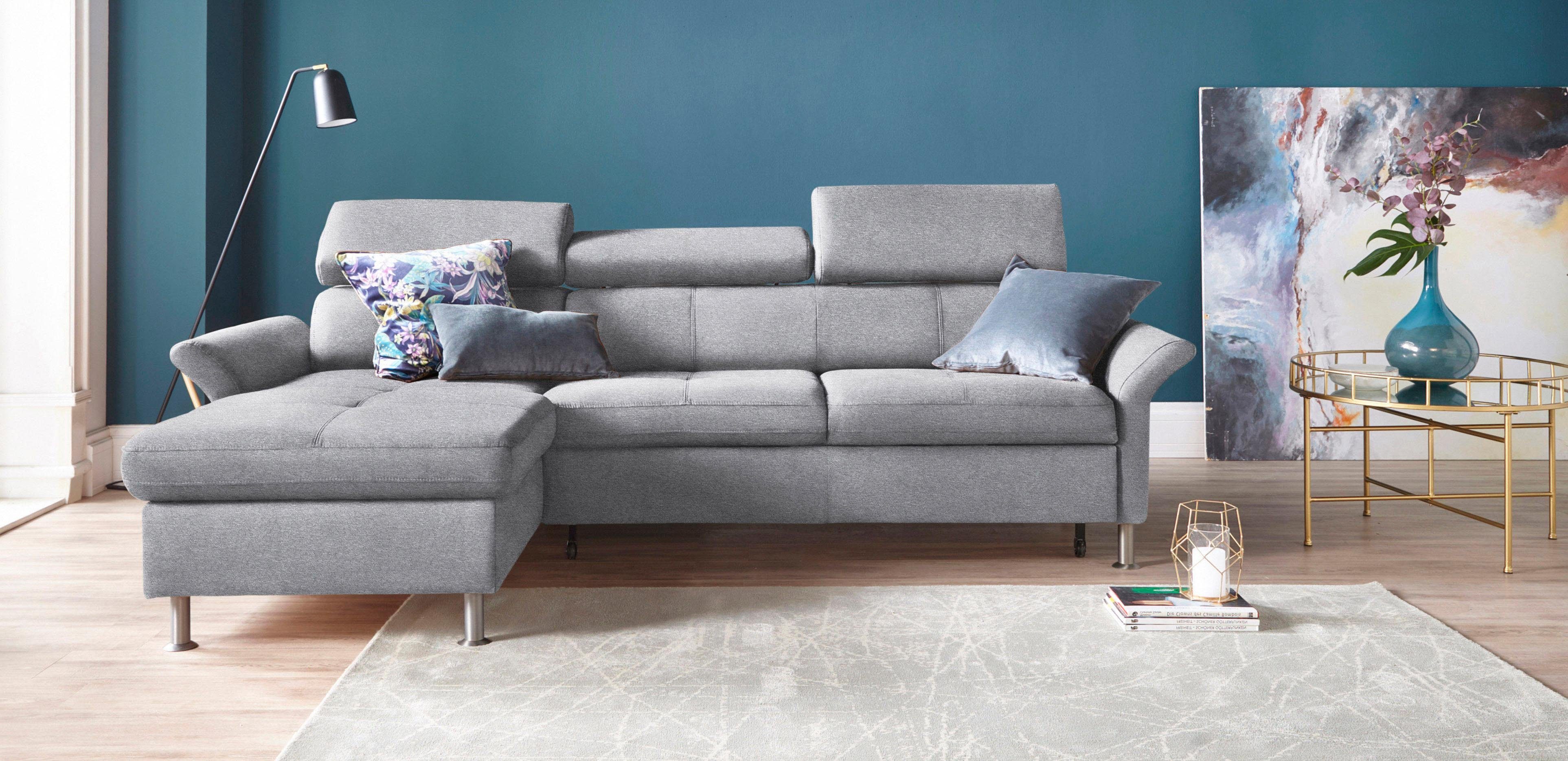 exxpo - sofa fashion Ecksofa Maretto, bequem & komfortabel, bodenfrei, Breite 257cm, L-Form, inkl. Kopf- bzw. Rückenverstellung, wahlweise mit Bettfunktion