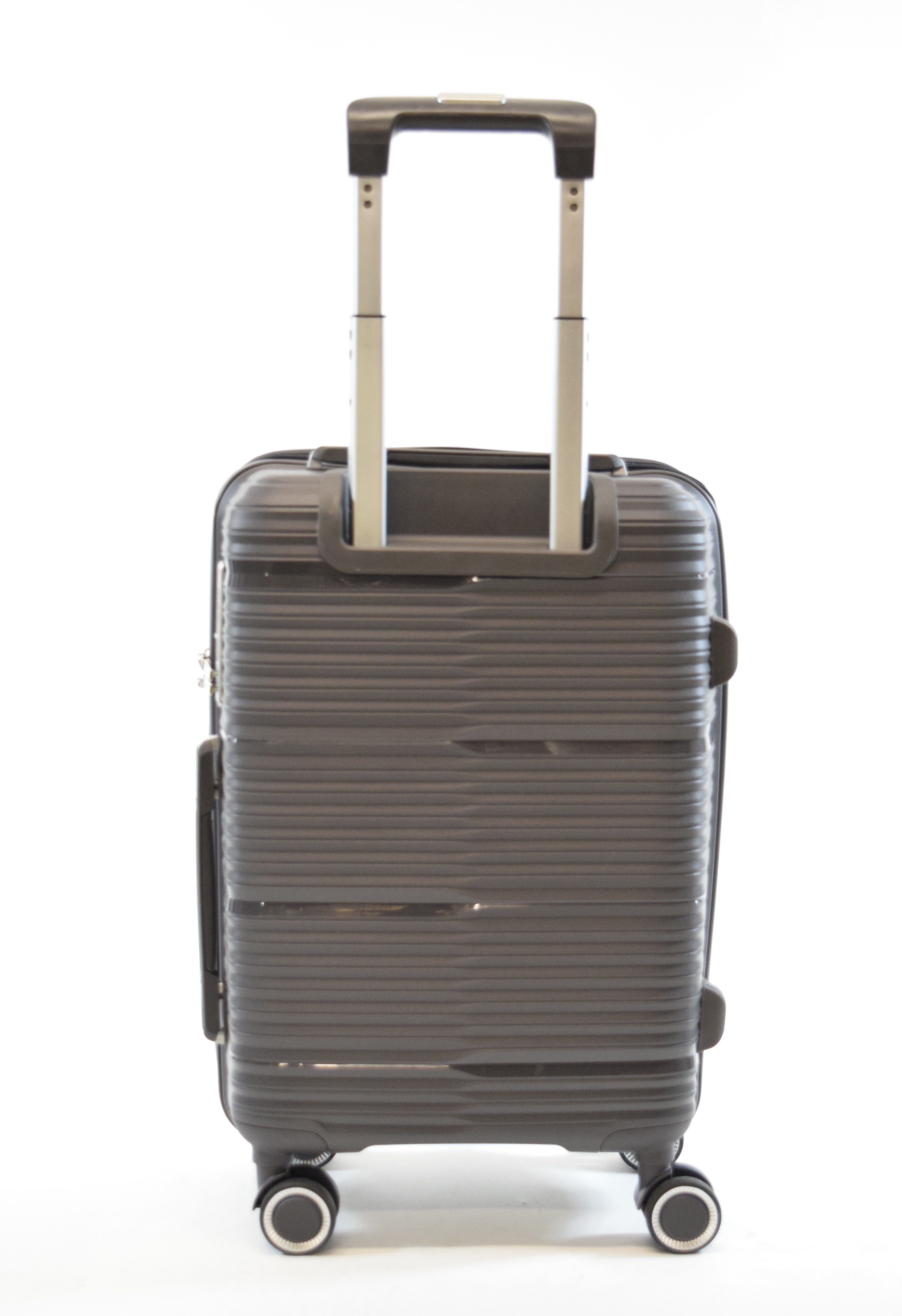 Zimmert Leather Hartschalen-Trolley Flightourer, 4 Rollen, Grau, Blau, Polypropylen, Bruchsicher, versenktes TSA Schloss