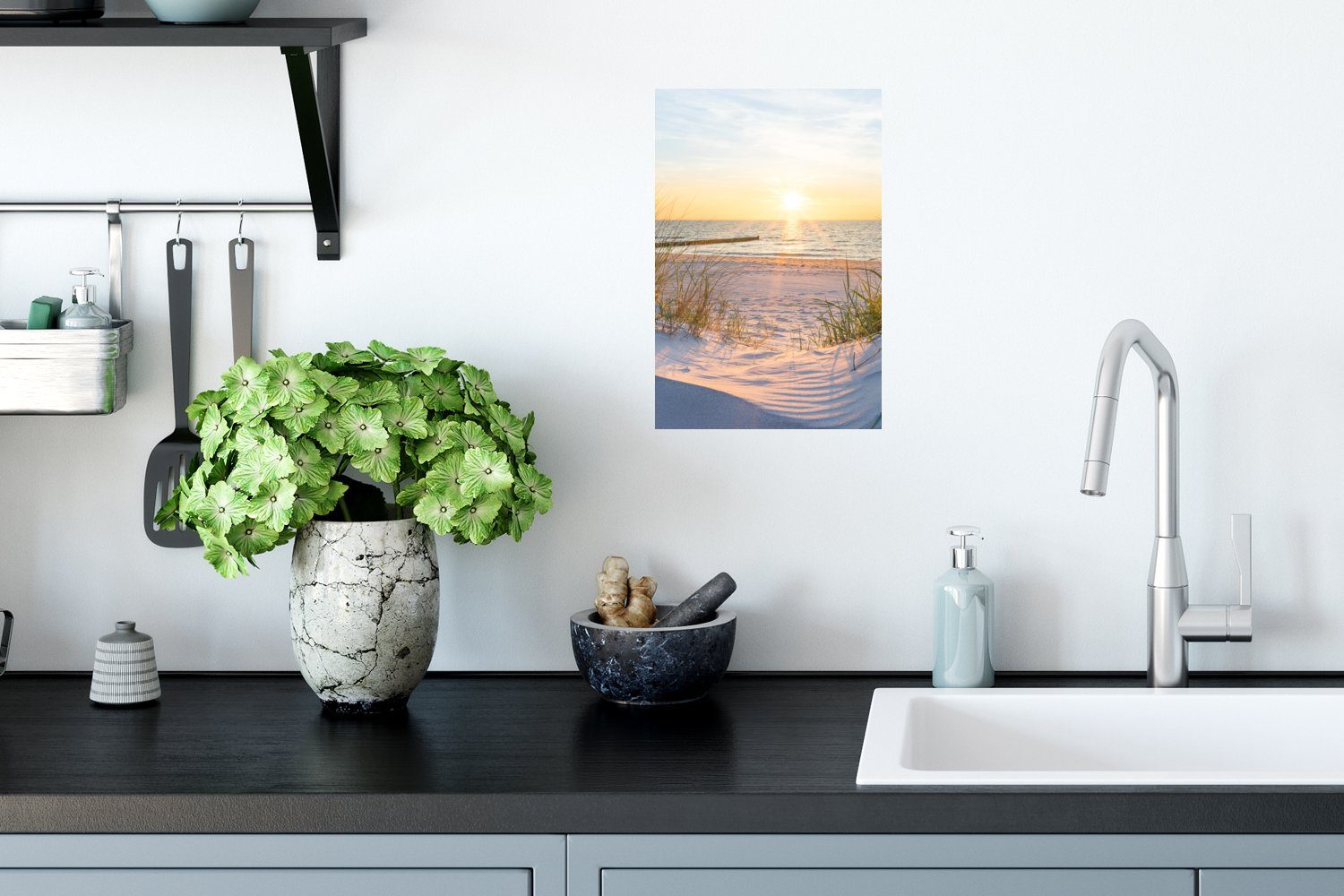 MuchoWow Wandsticker Strand - Sonne - Düne - Gras - Sand - Horizont (1 St), Wandaufkleber, Selbstklebend, Wohnzimmer, 20x30 cm – Bild 3 von 5