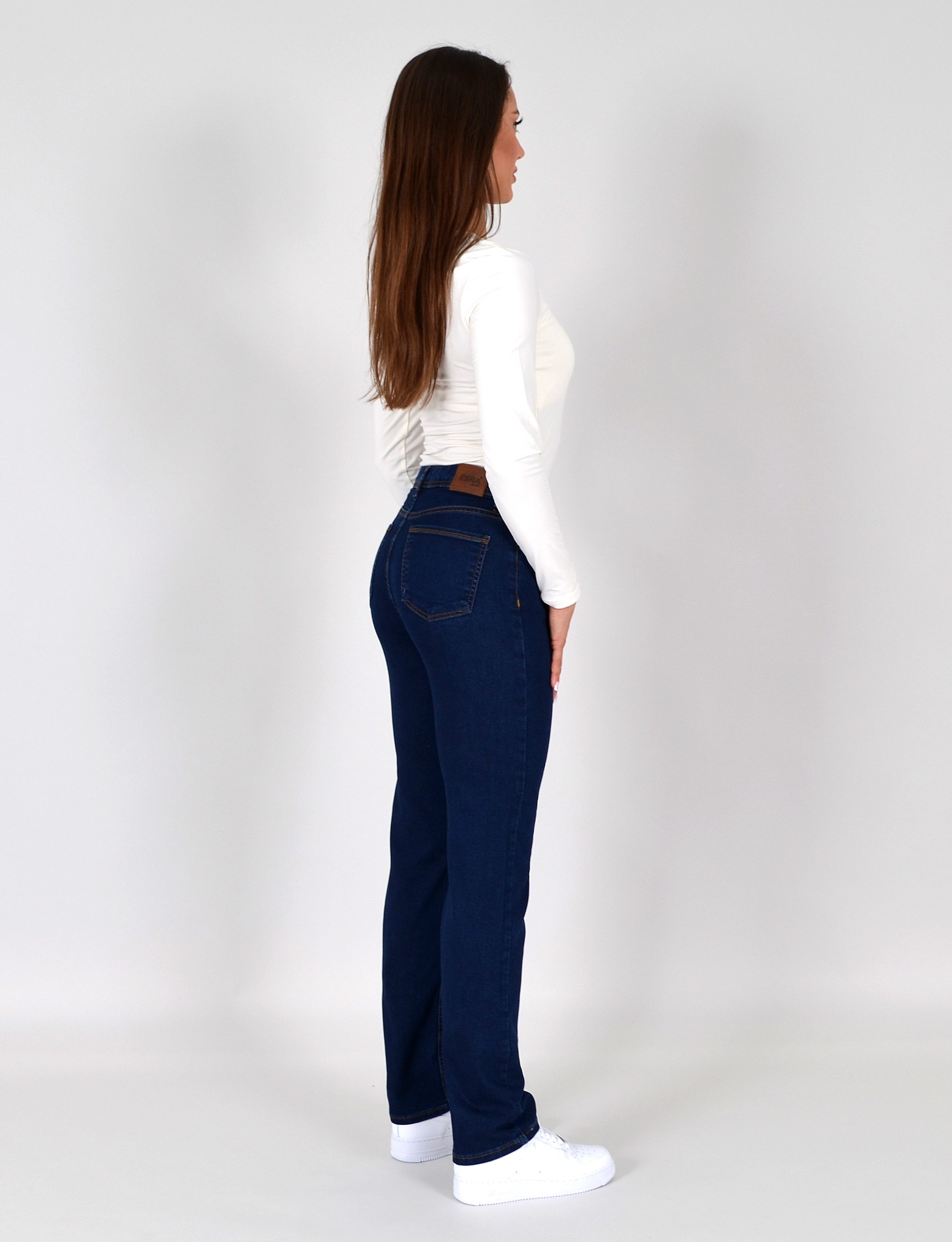 ESRA Straight-Jeans Damen Stretch-Jeans Premium Baumwolle Jeanshose Damen Straight Fit G14 Straight Jeans Damen High Waist Stretch Jeans Damen Regular Hose – Bild 5 von 5