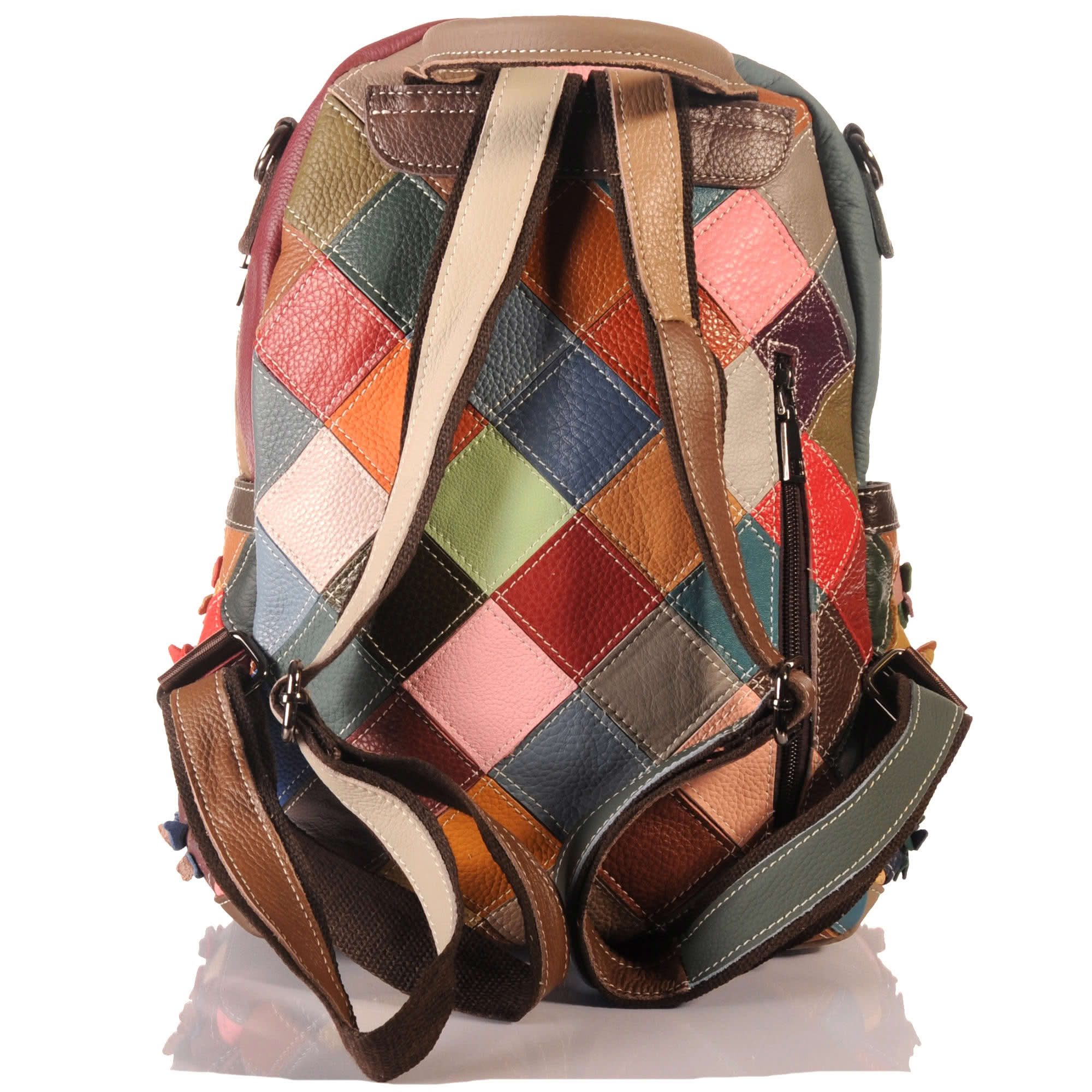 KMISSO Henkeltasche Handgefertigter City Backpack Pachwork Rucksack Italien Leder bunt 306 (1-tlg), im eleganten Look