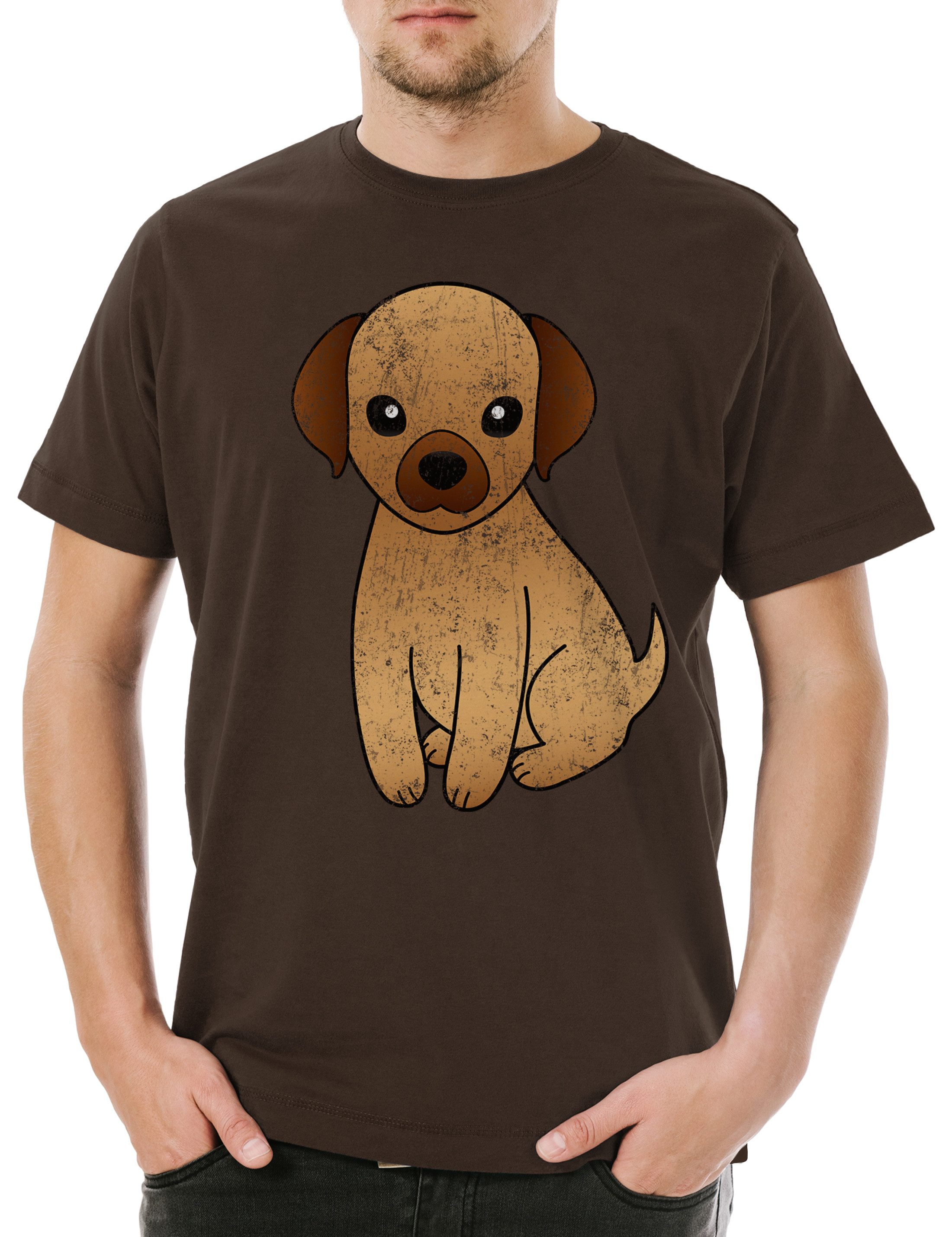 Print-Shirt Cartoon Dog I Herren T-Shirt Hund Hunde Love Liebe Gesicht Toon Comic