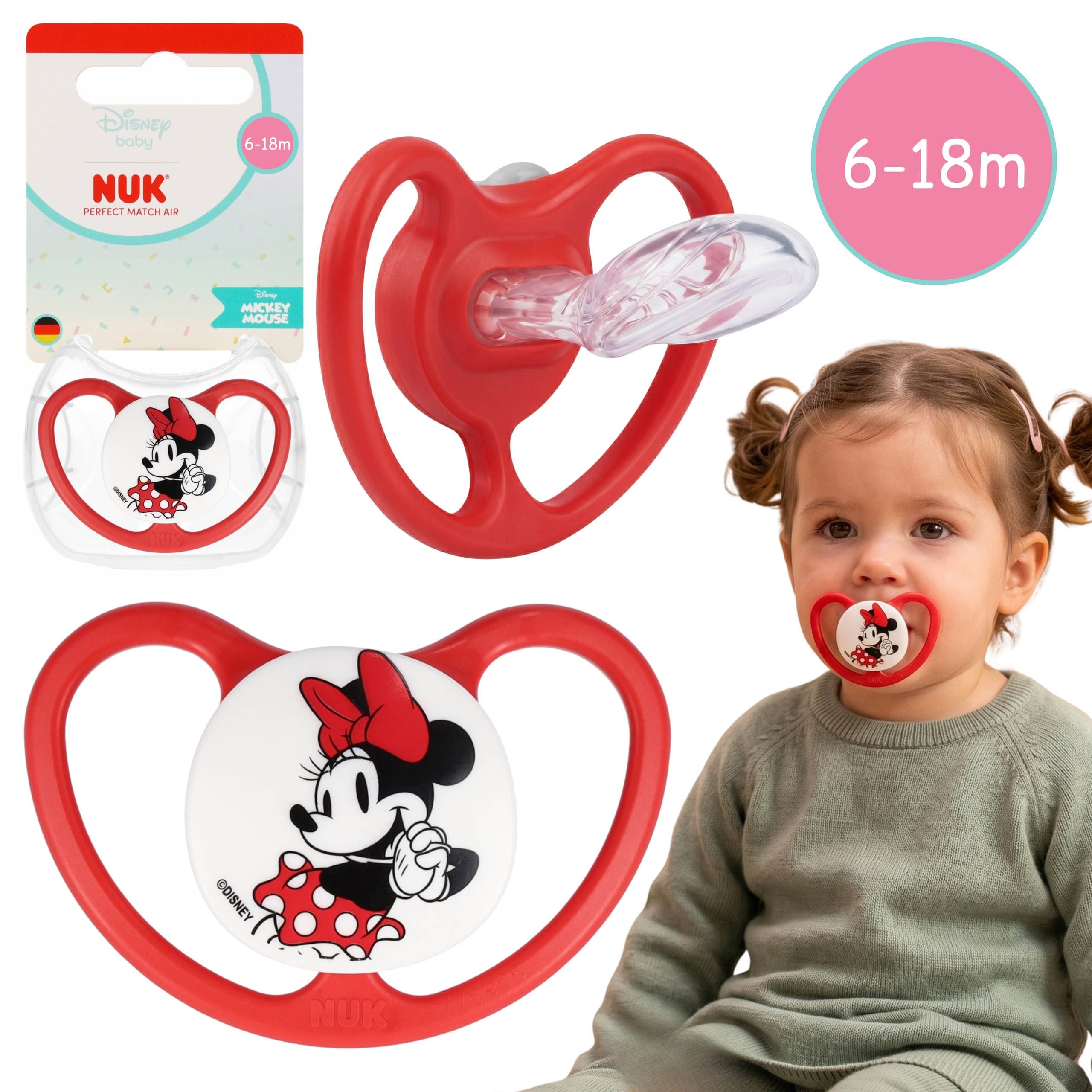 Schnuller NUK Minnie Mouse Schnuller Silikon 6–18 Monate mit Etui
