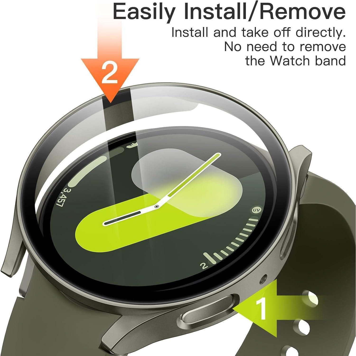 LuxusKollektion Smartwatch-Hülle Hülle Schutzfolie Samsung Galaxy Watch 7 44mm Glas Displayschutz Grün – Bild 4 von 5