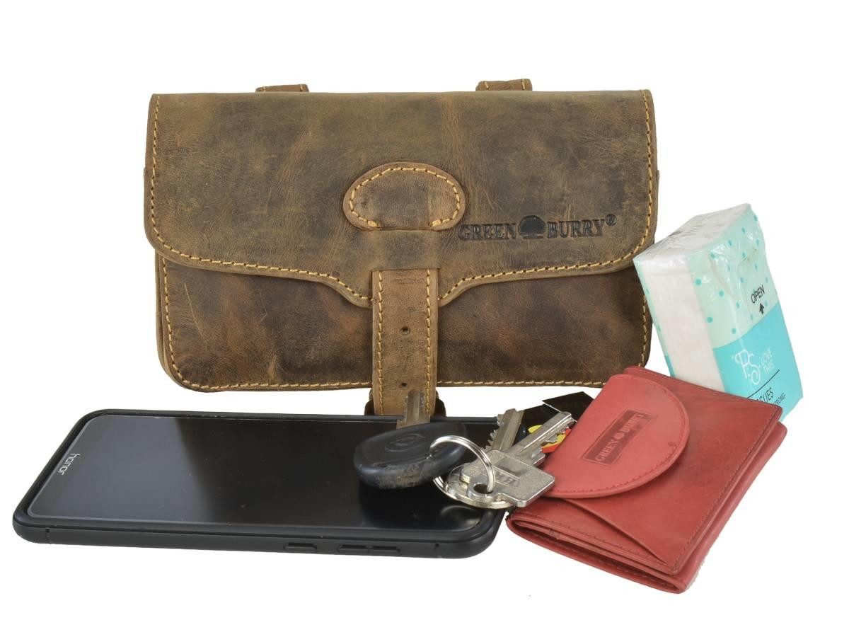 Greenburry Gürteltasche Vintage, Leder Bauchtasche, Bikertasche, braun