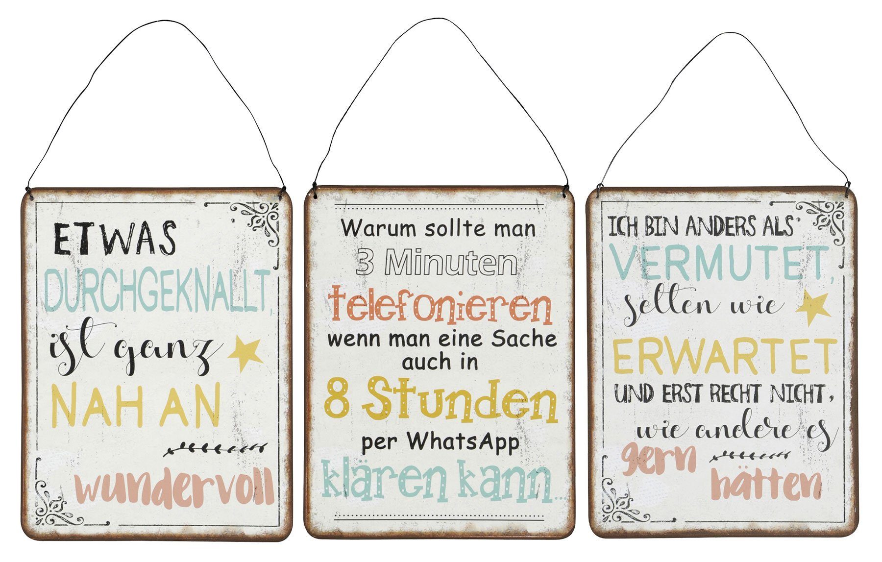Levandeo® Wandbild, 3er Set Blechschilder H26cm günstig online kaufen