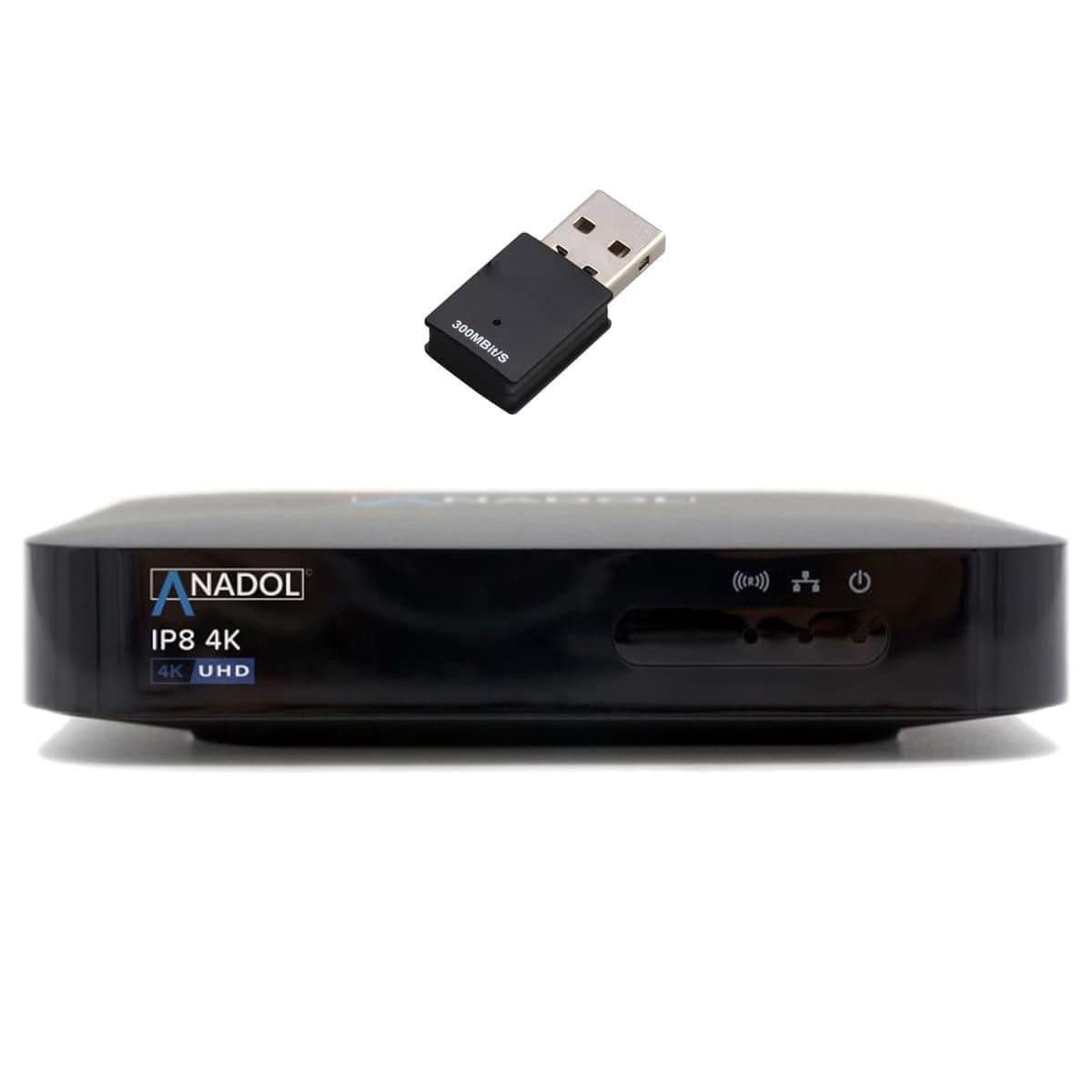 Anadol Streaming-Box IP8 4K UHD mit 300Mbit/s WLAN Stick Dual OS IP-