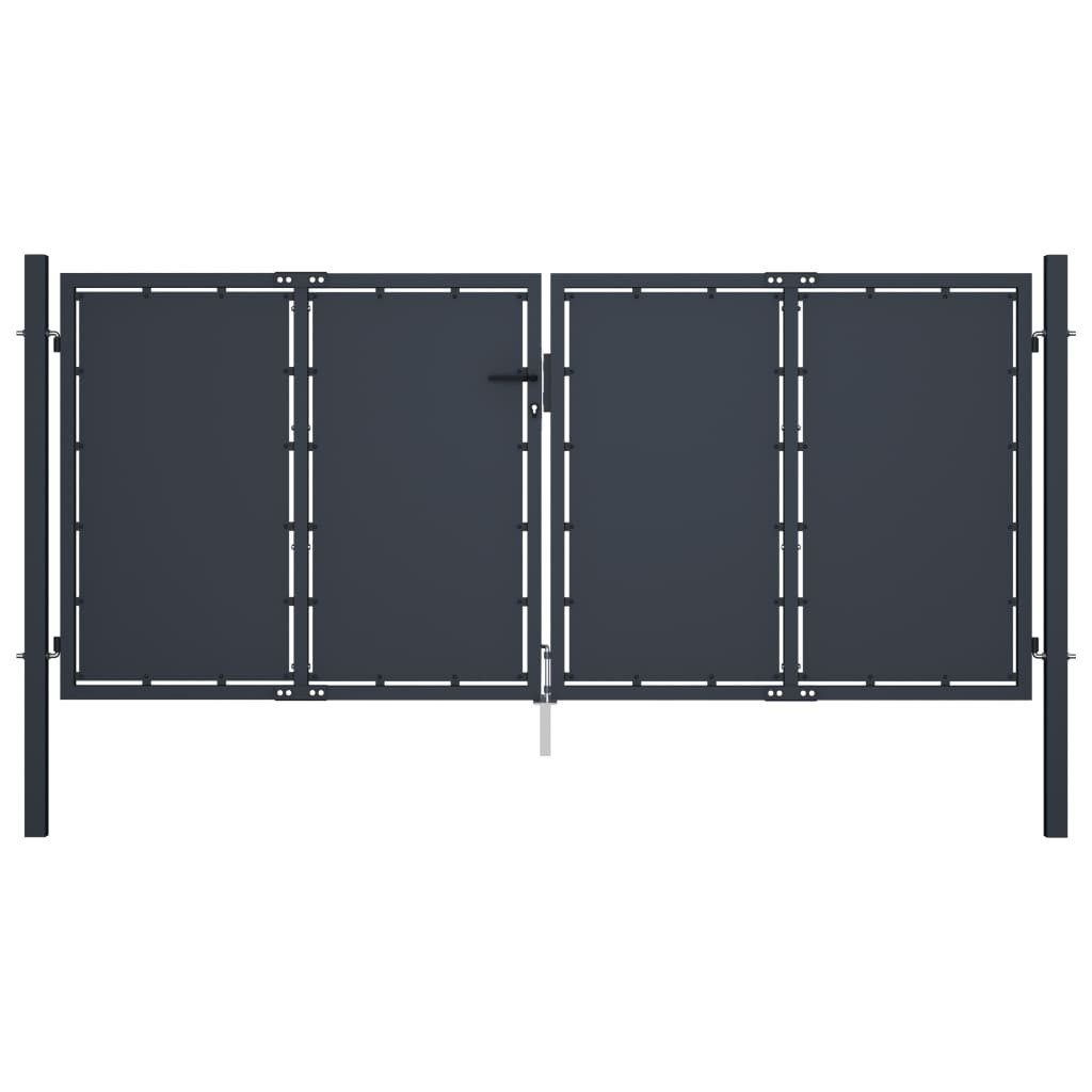 Gartentor 300 x 125 cm Gartentor Stahl 300x125 cm Anthrazit Zauntor