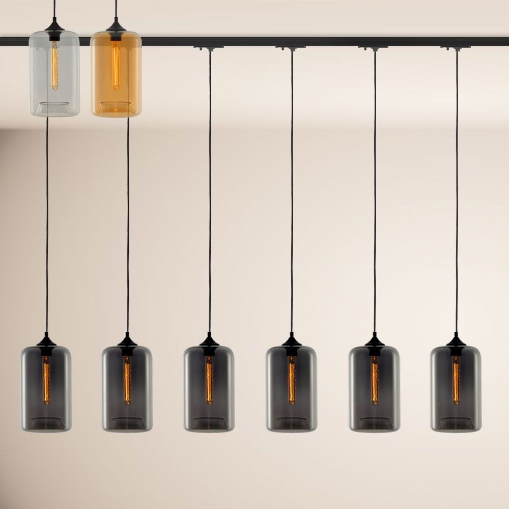 Pendelleuchte Cruet Esstisch-Hängeleuchte 1-Phasen-Schiene 200cm EE Up Amber