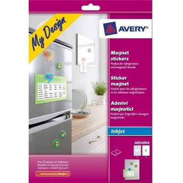 Avery Zweckform Etiketten Kühlschrank-Magnete Magnet-Sticker bedruckbar, Magnete bedruckbar 24x Stück 1x A4 Magnet Bogen Aufkleber Whiteboard