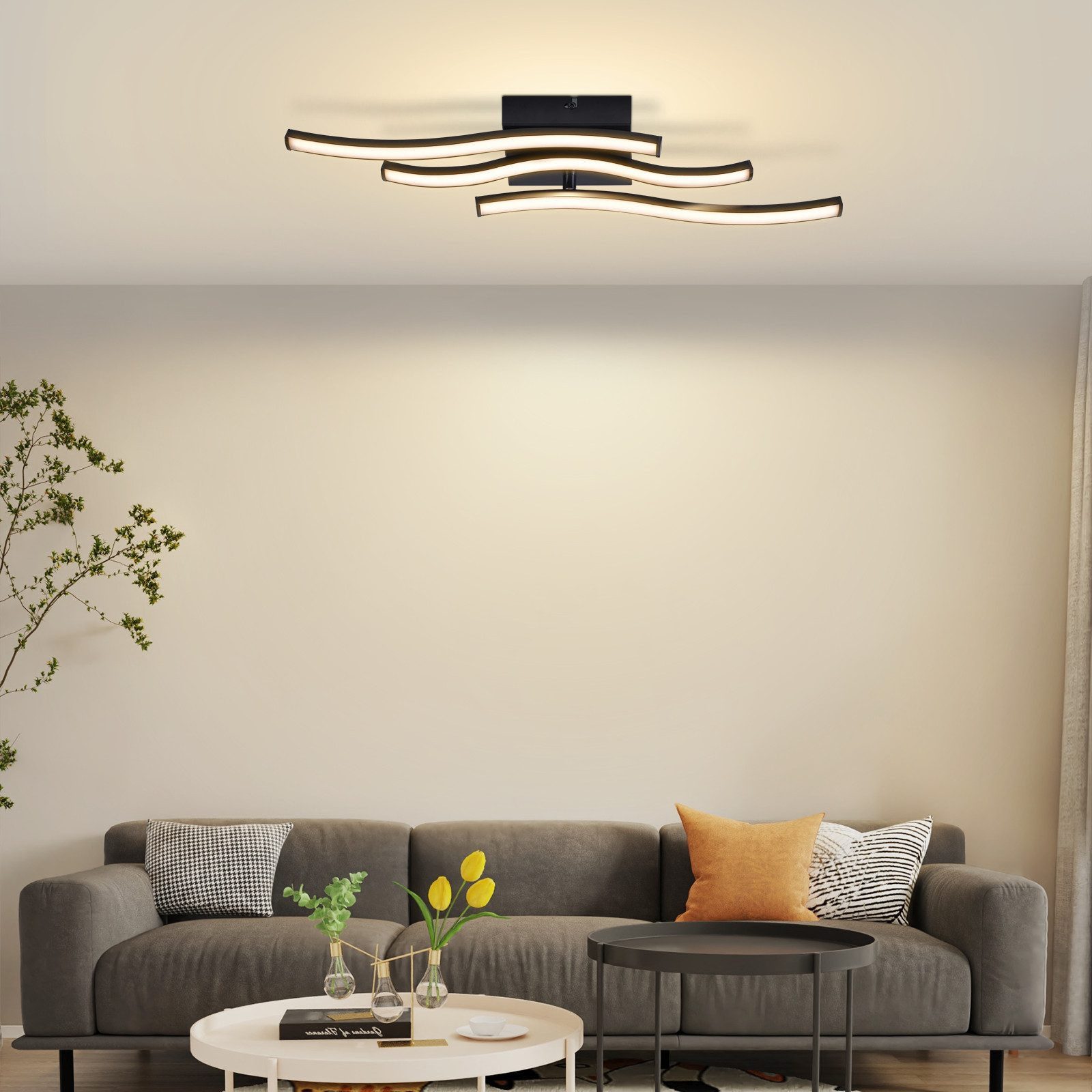 Nettlife LED Deckenleuchte Schwarz 6W Moderne Flurlampe Warmweiß energiesparende Deckenlampe, LED fest integriert, Warmweiß, Schlafzimmerlampe Warmweiß LED Deckenbeleuchtung für Küche Flur