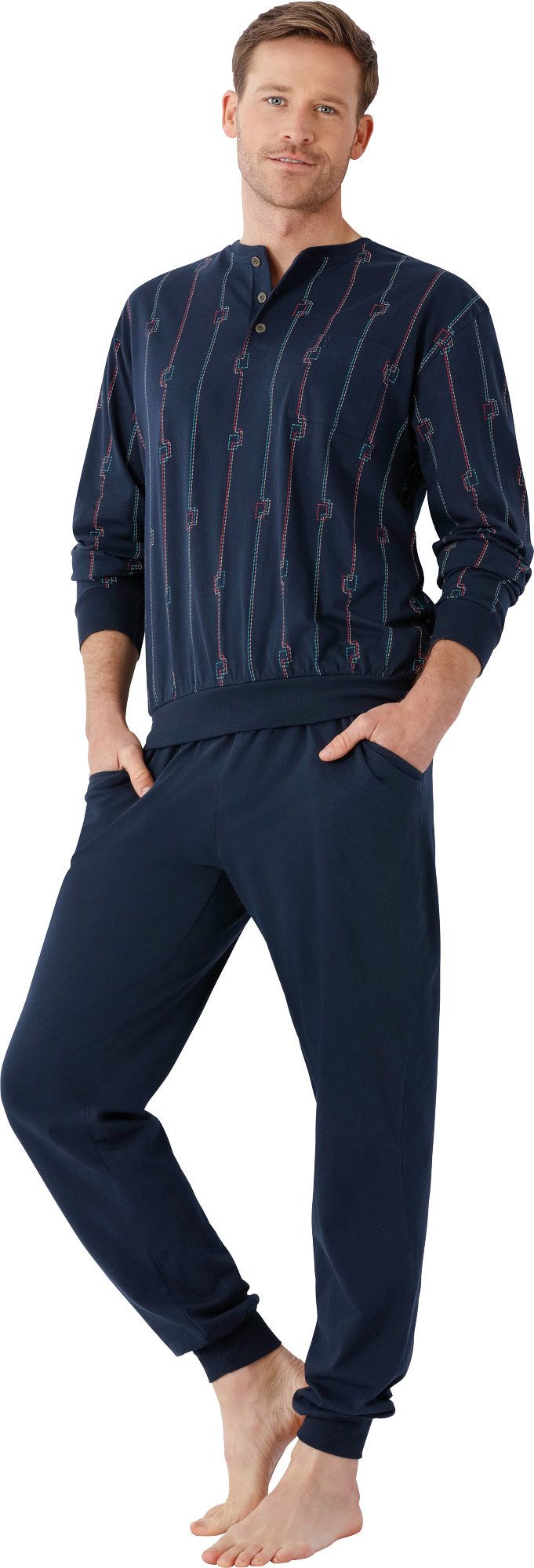 Hajo Pyjama Herren-Schlafanzug Single-Jersey gemustert