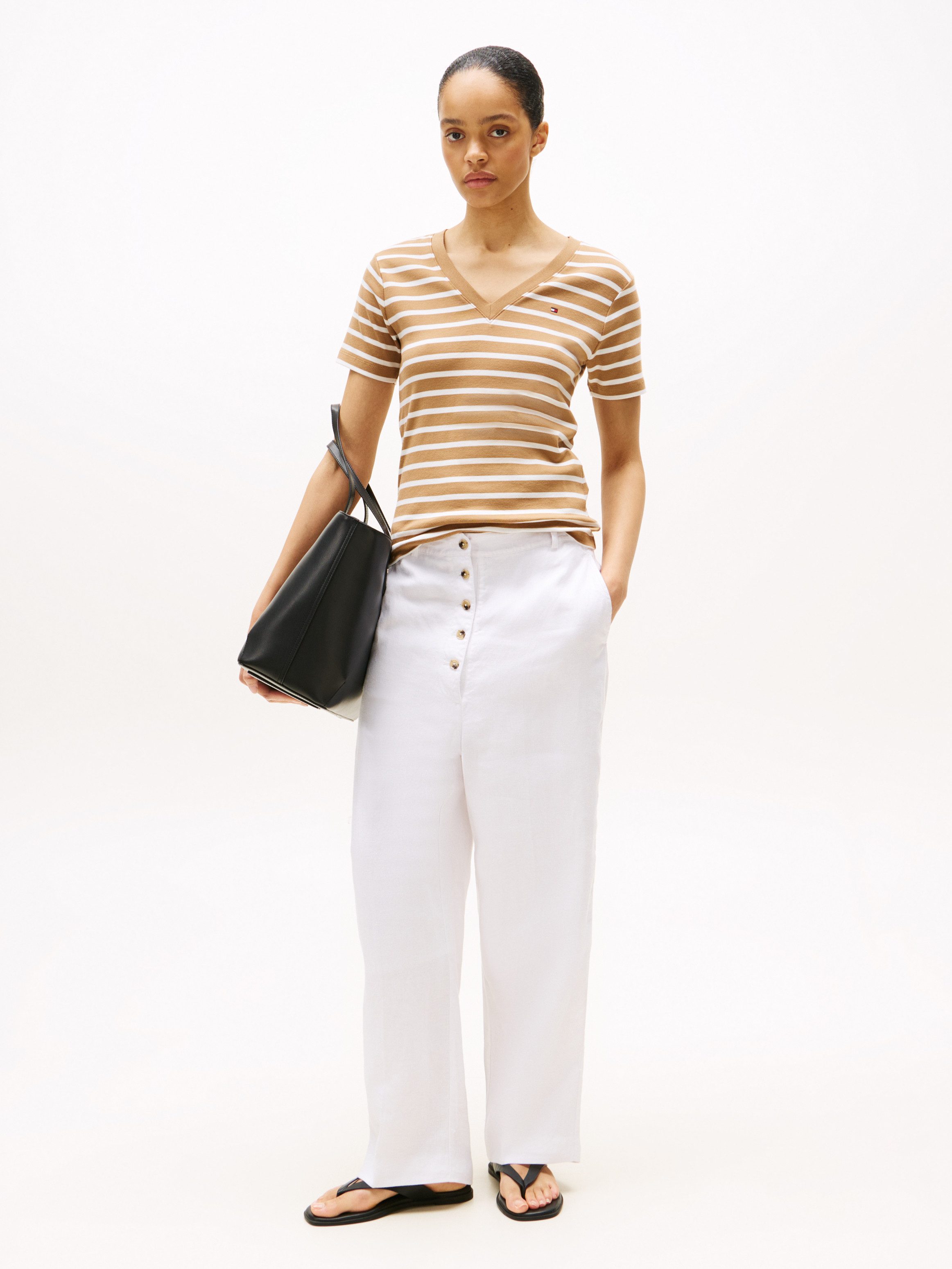 Tommy Hilfiger T-Shirt SLIM CODY V-NK SS mit V-Ausschnitt und Streifen Baum günstig online kaufen